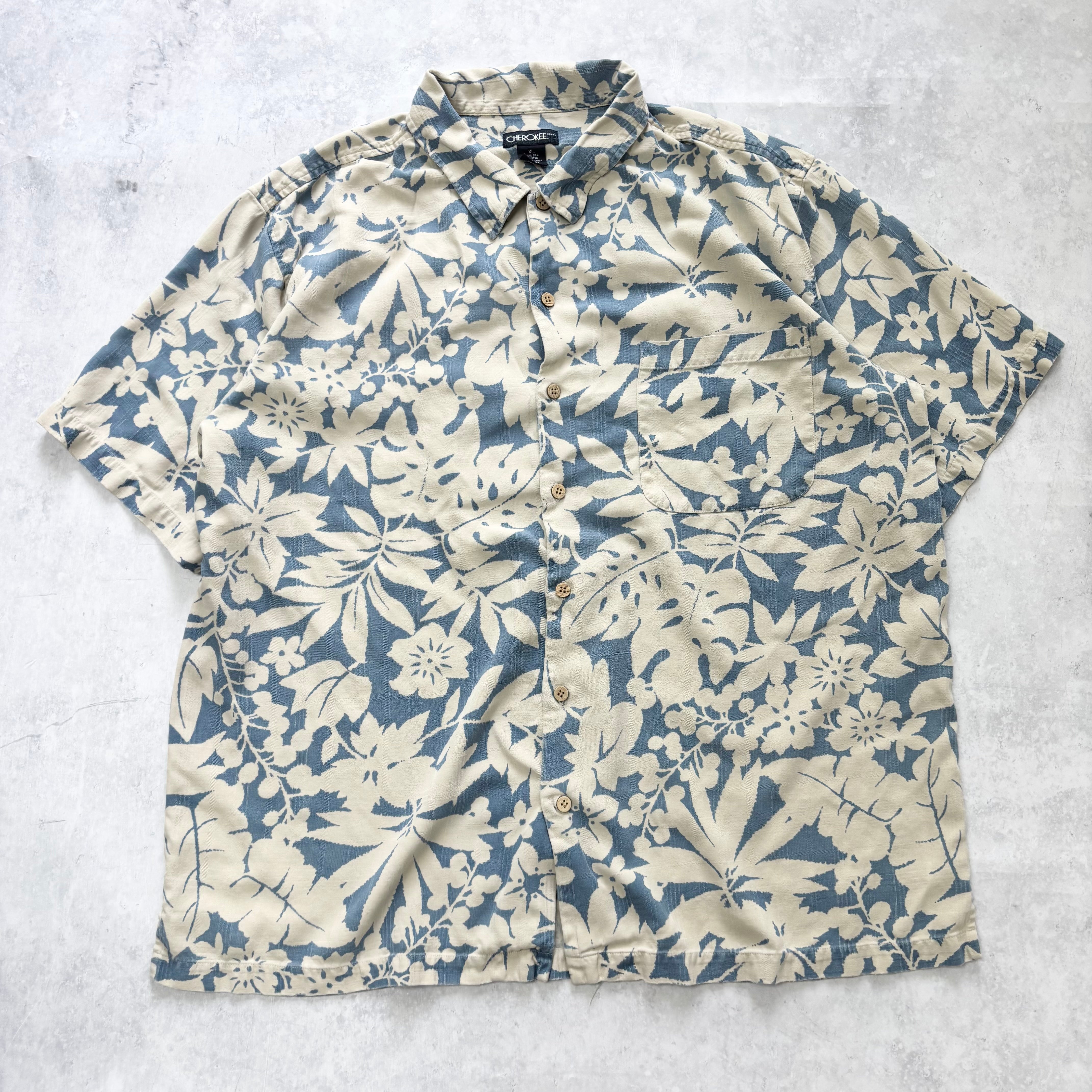 Vintage Hawaiian Shirt Mens XL Beige Floral Aloha Short Sleeve Silk (E)