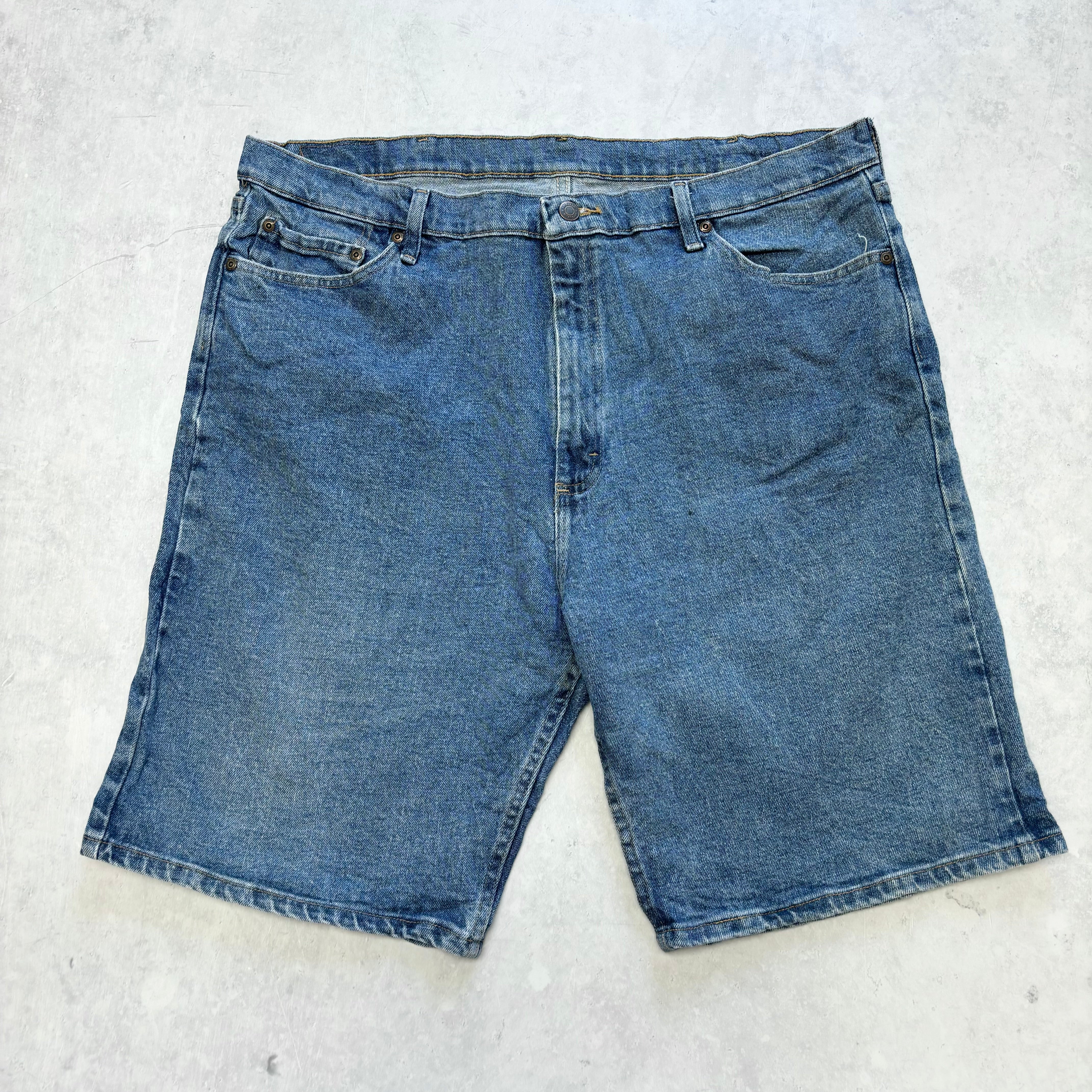 Vintage Wrangler Jorts W40 Mens Denim Shorts Mid Blue Baggy Relaxed Fit