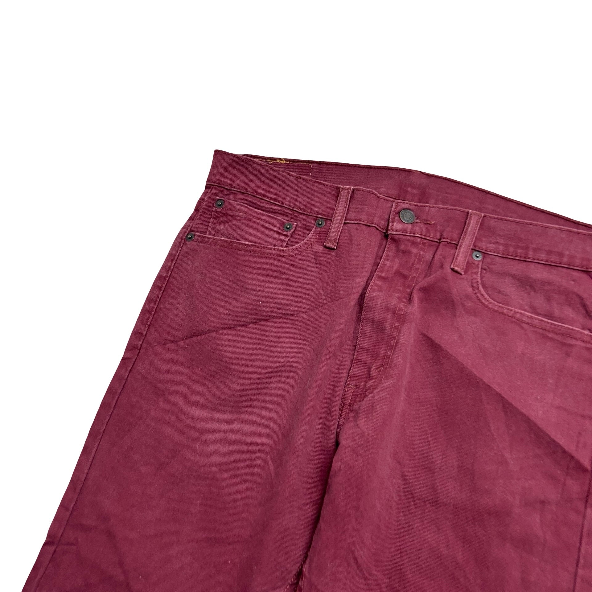 Levis 513 Jeans W34 L32 Mens Burgundy Slim Straight Fit Stretch Denim (E)