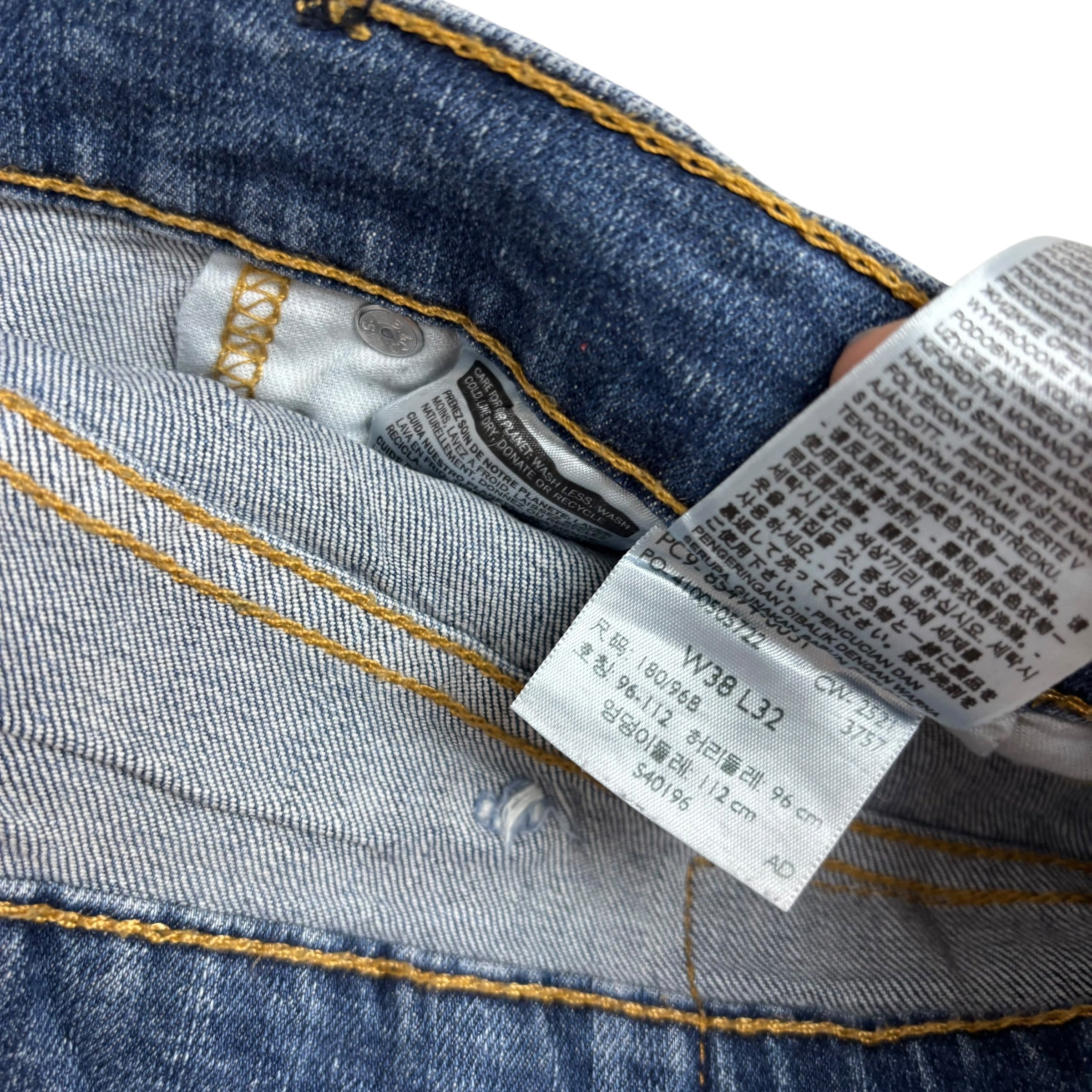 Levis 531 Jeans W38 L32 Mens Mid Blue Tapered Skinny Fit Stretch Denim