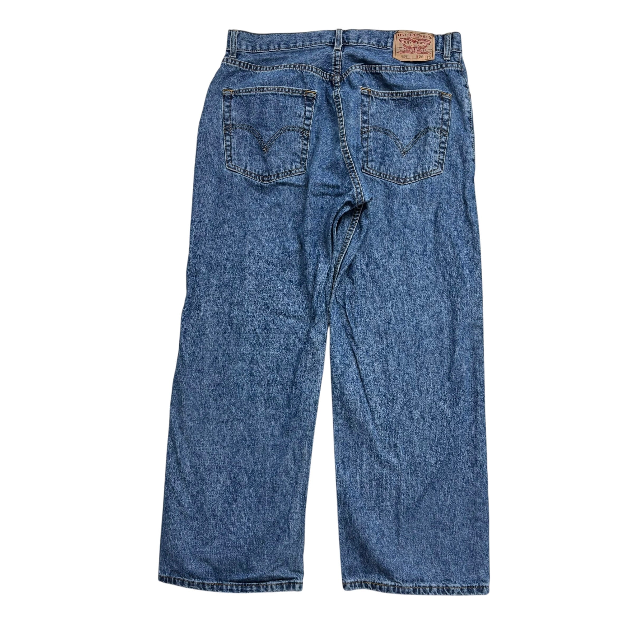 Levis 569 Jeans W36 L30 Mens Mid Blue Baggy Relaxed Fit Vintage Denim (E)