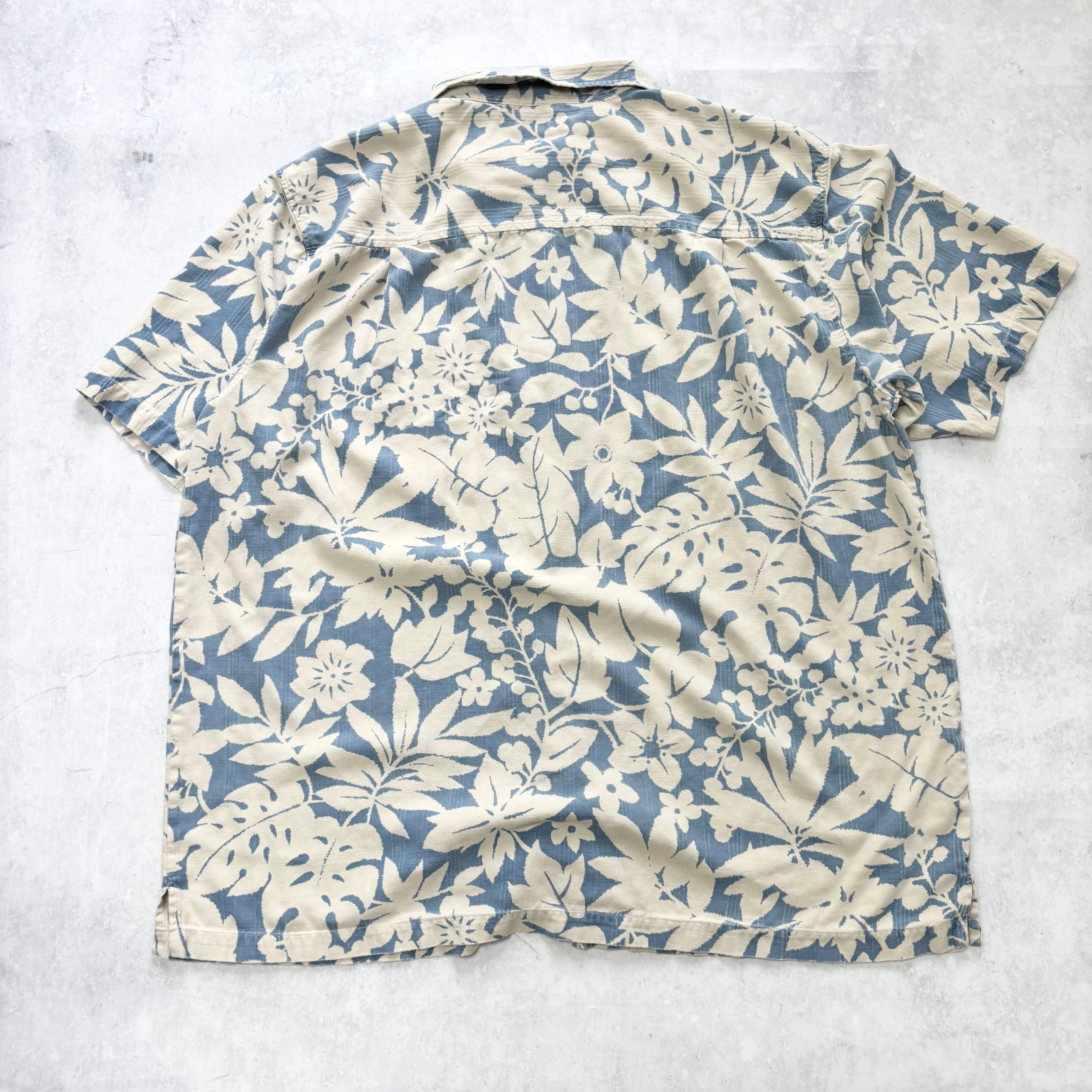 Vintage Hawaiian Shirt Mens XL Beige Floral Aloha Short Sleeve Silk (E)