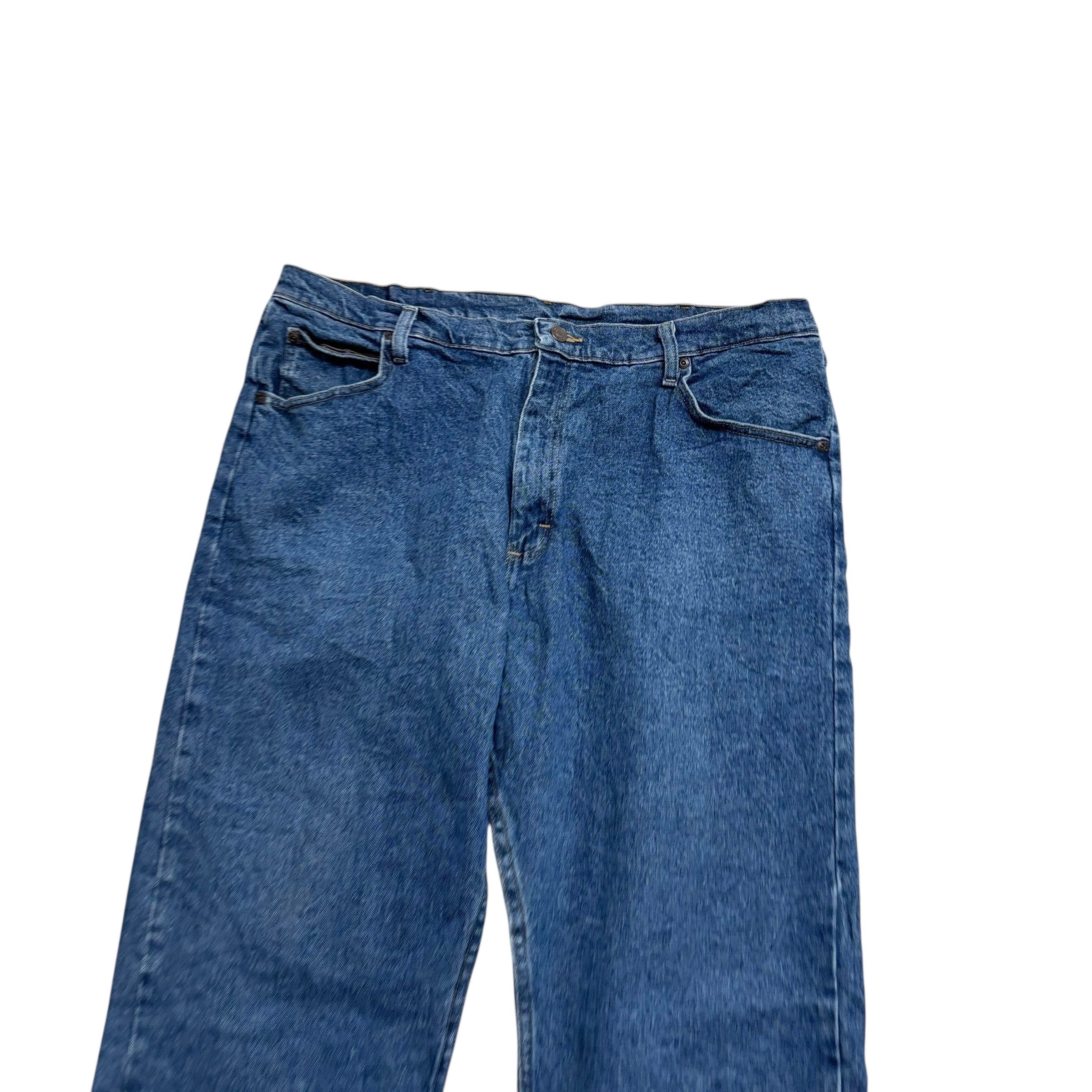 Wrangler Jeans W40 L30 Mens Mid Blue Relaxed Straight Fit Stretch Denim (E)