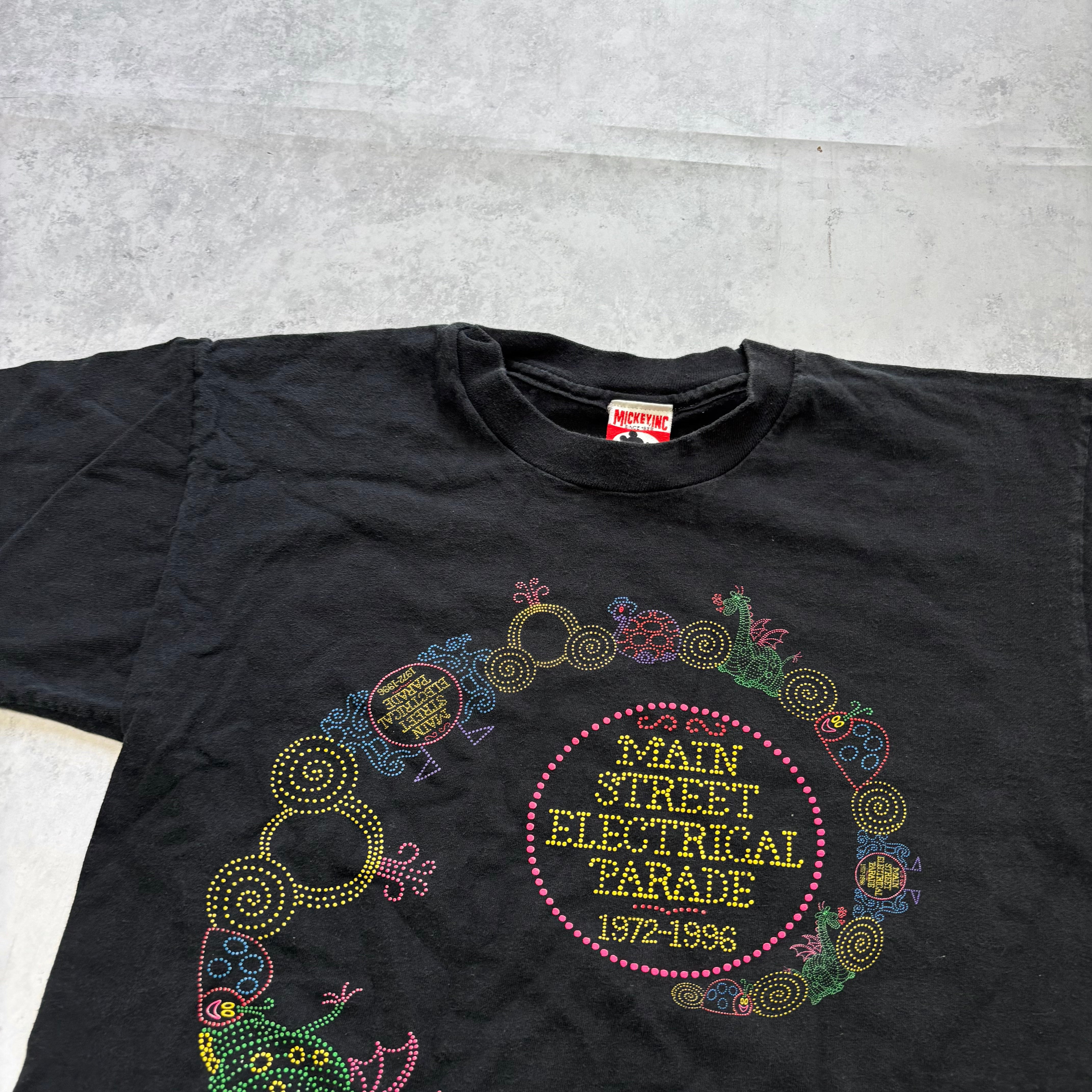 Vintage T Shirt Mens Medium Black Single Stitch Graphic Print 90s USA Disney (E)