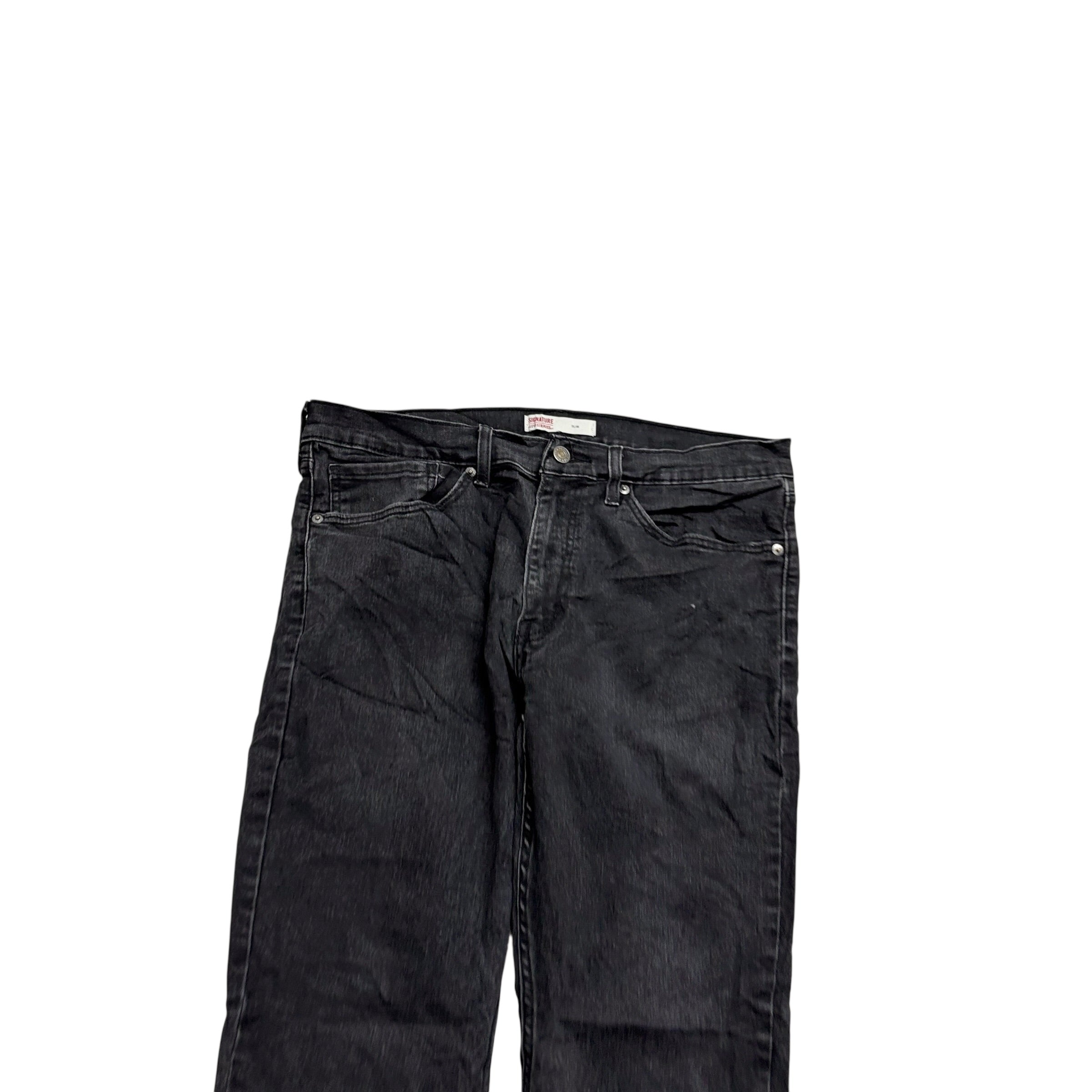 Levis Signature Jeans W36 L32 Mens Black Slim Fit Stretch Denim (E)