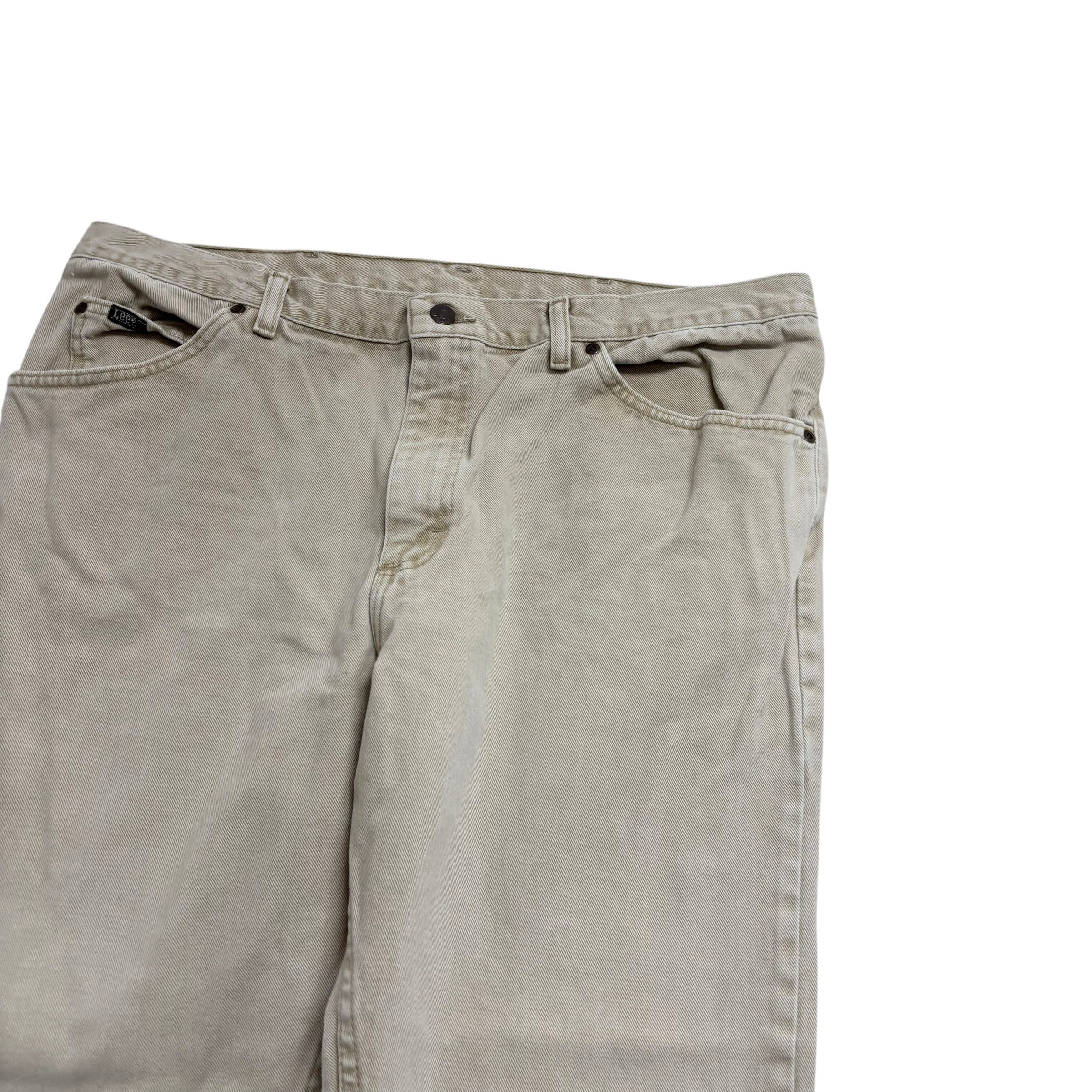 Lee Jeans W38 L30 Mens Regular Straight Fit Cream Tan Vintage USA Made Denim