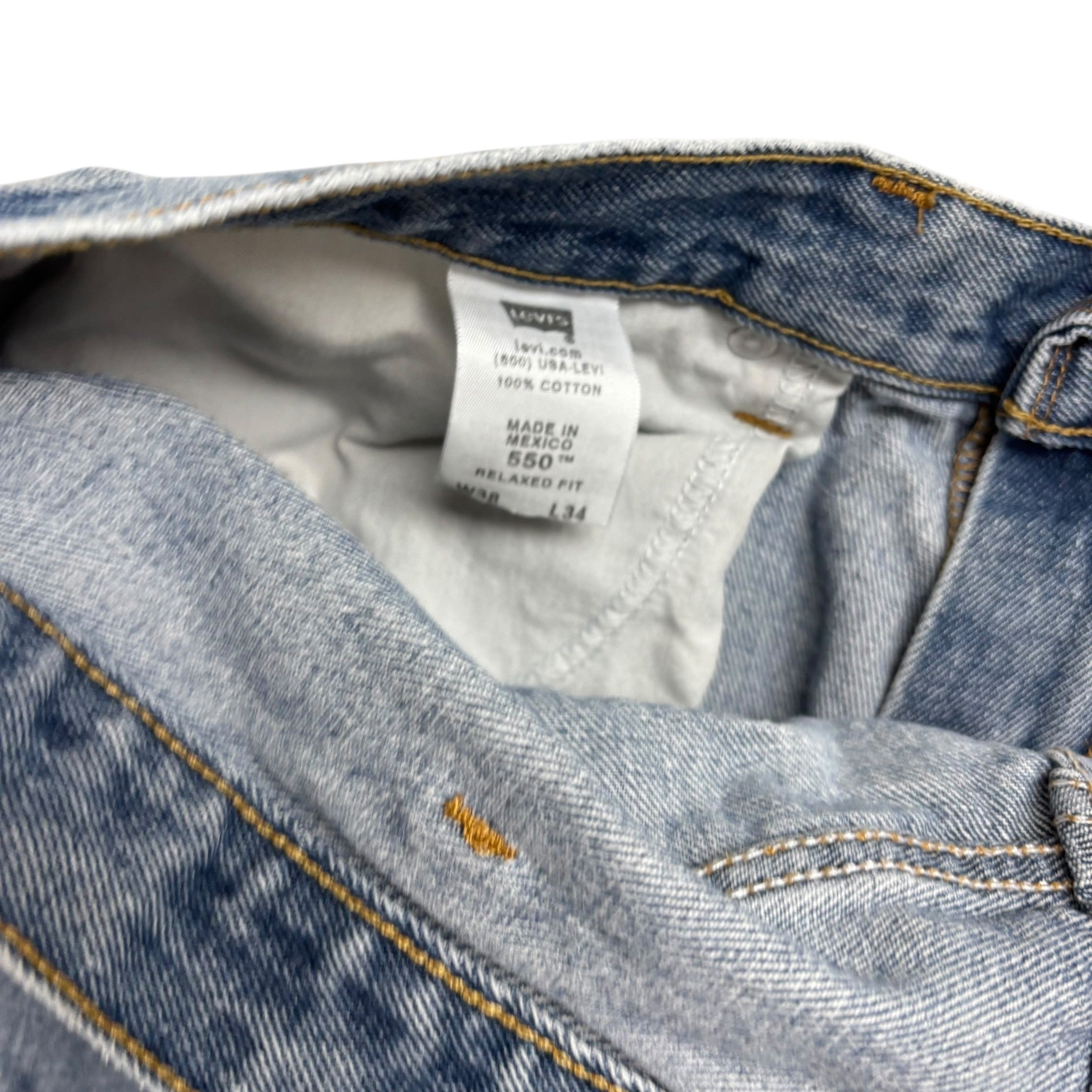 Levis 550 Jeans W38 L34 Mens Light Blue Baggy Relaxed Straight Vintage Denim (F)