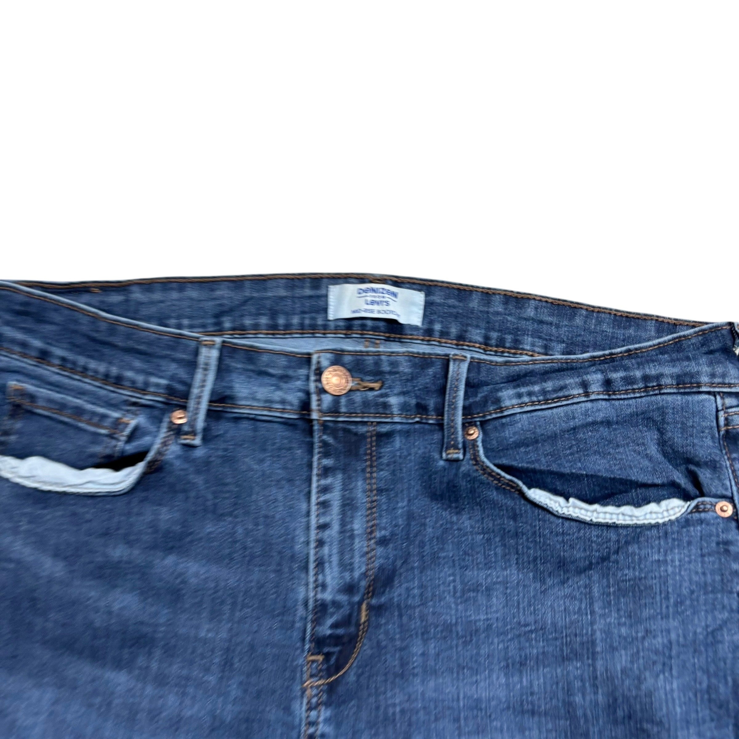 Levis Denizen Jeans W30 L30 Womens Bootcut Mid Blue Stretch Denim (E)