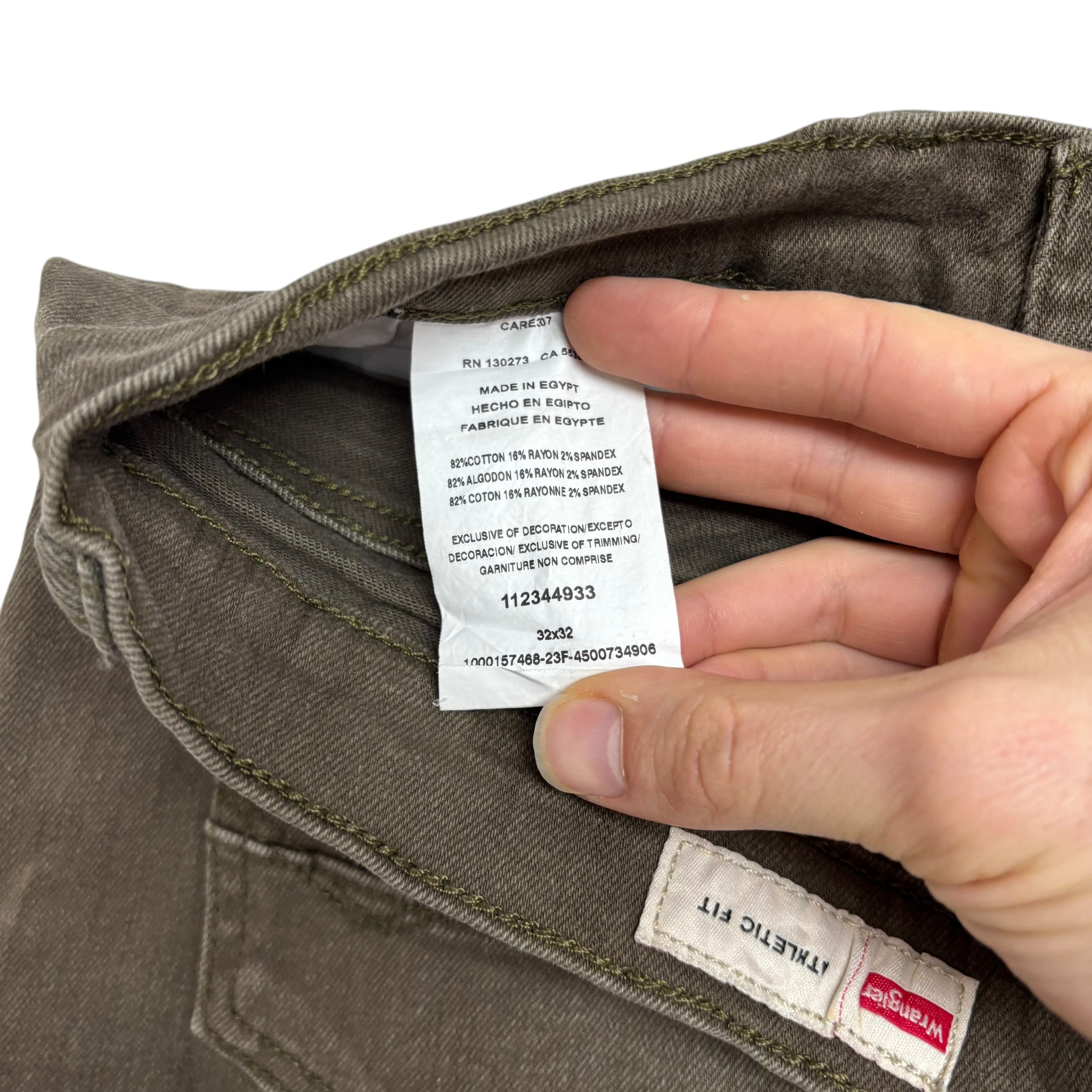 Wrangler Jeans W30 L32 Mens Green Athletic Tapered Fit Stretch Denim (E)