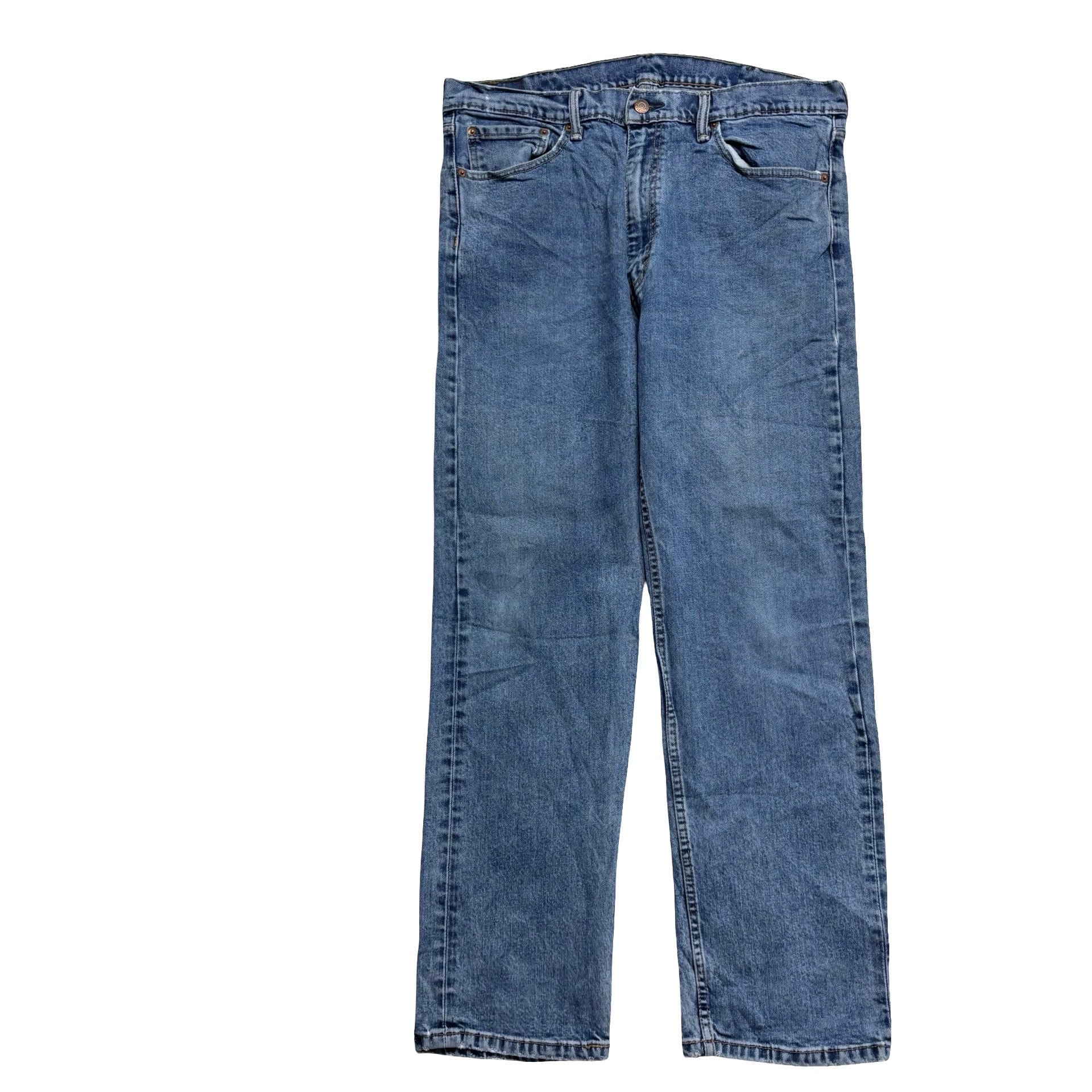 Levis 505 Jeans W36 L30 Mens Mid Blue Regular Straight Fit Stretch Denim