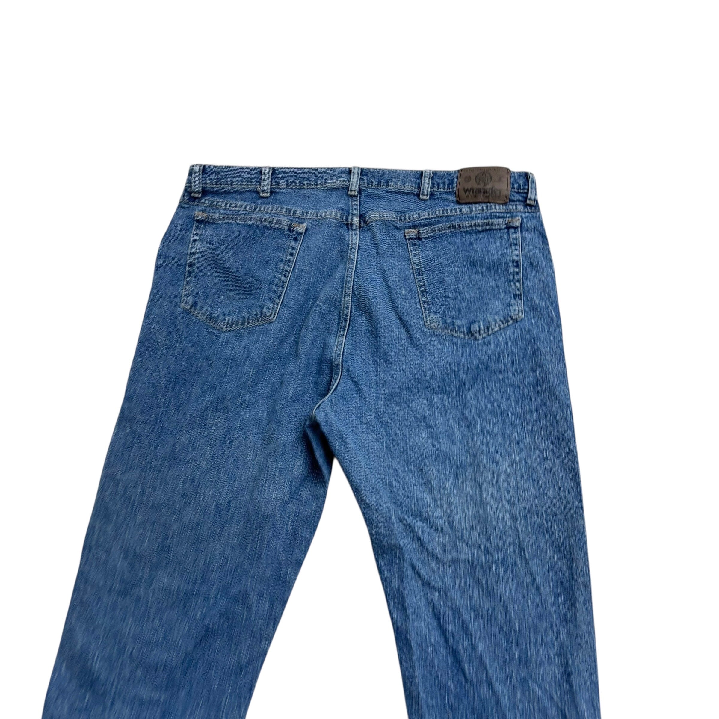 Wrangler Jeans W40 L29 Mens Mid Blue Regular Straight Fit Stretch Denim