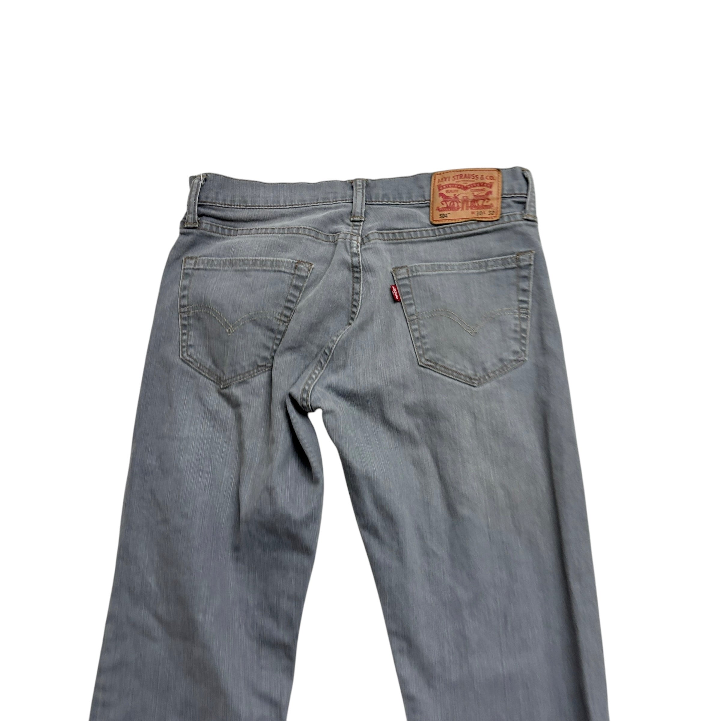 Levis 504 Jeans W30 L31 Mens Grey Regular Straight Fit Stretch Denim (F)