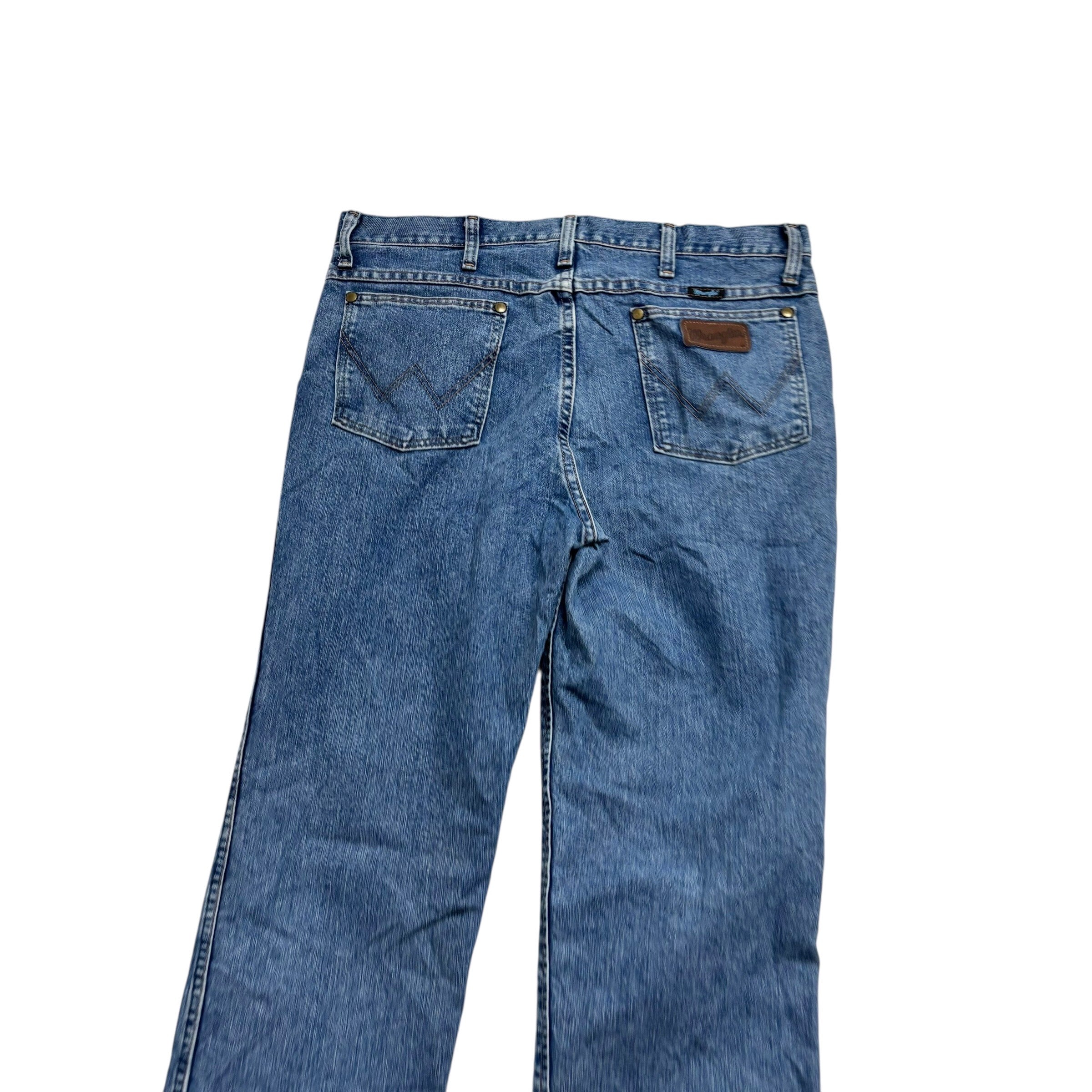 Wrangler Jeans Cowboy Cut W34 L32 Mens Mid Blue Cool Vantage Slim Fit Denim (E)