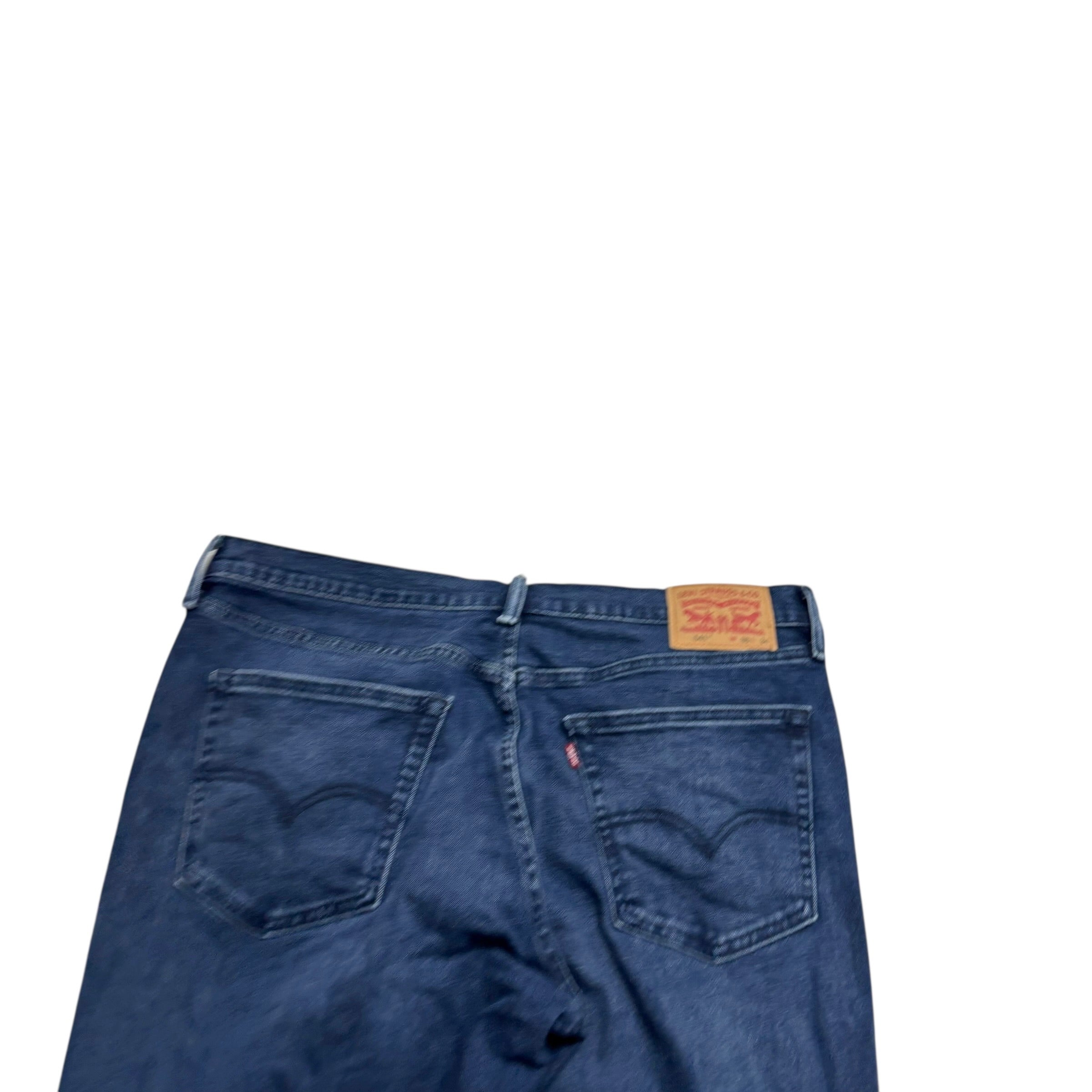 Levis 541 Jeans W36 L34 Mens Navy Blue Athletic Tapered Fit Stretch Denim (E)