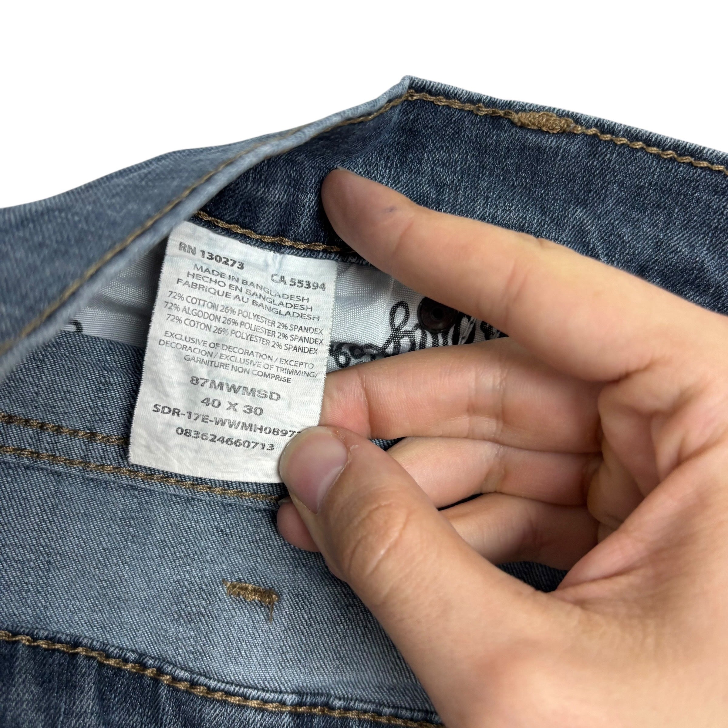 Wrangler Jeans W40 L30 Mens Mid Blue Slim Straight Fit Stretch Denim