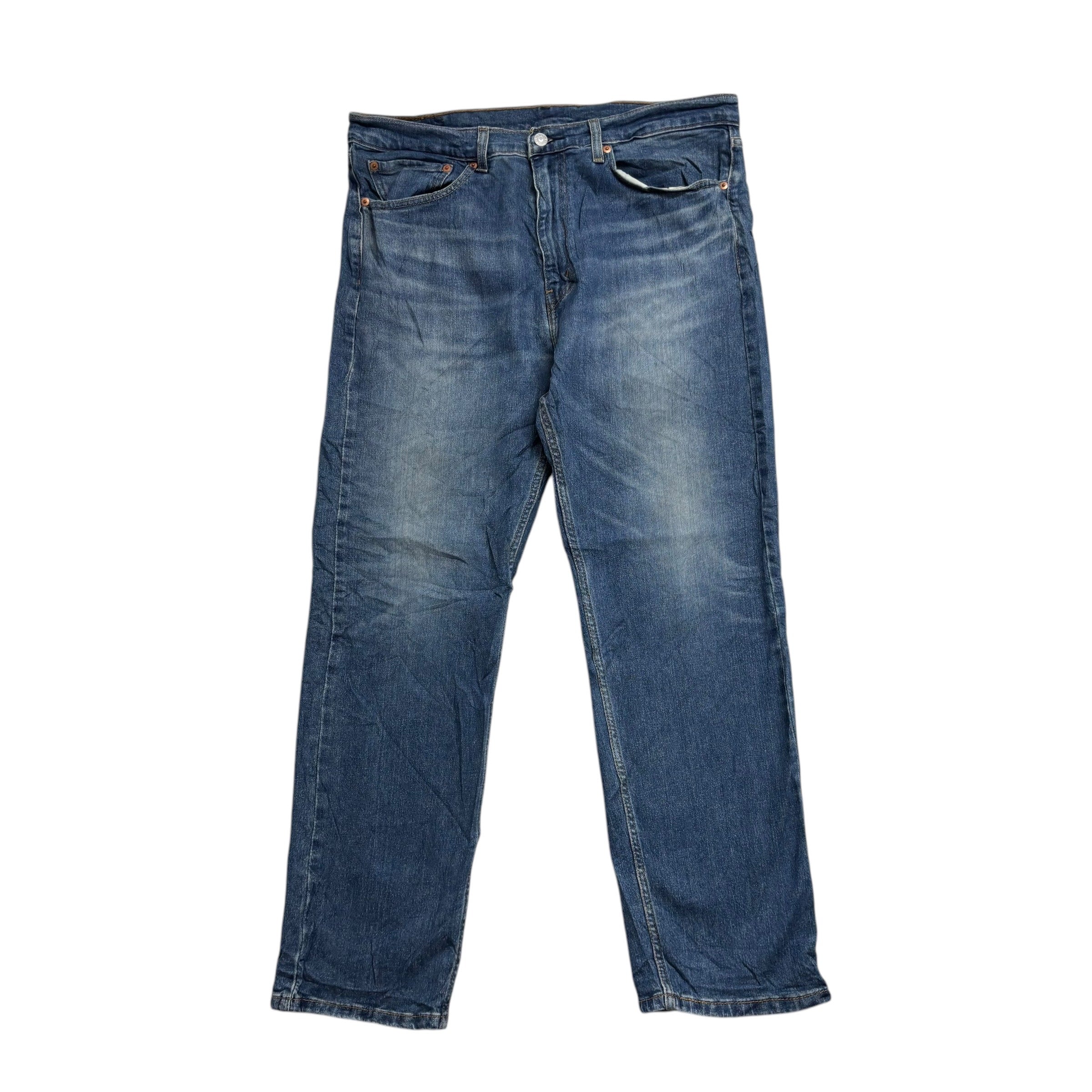 Levis 505 Jeans W36 L30 Mens Mid Blue Regular Straight Fit Stretch Denim (E)