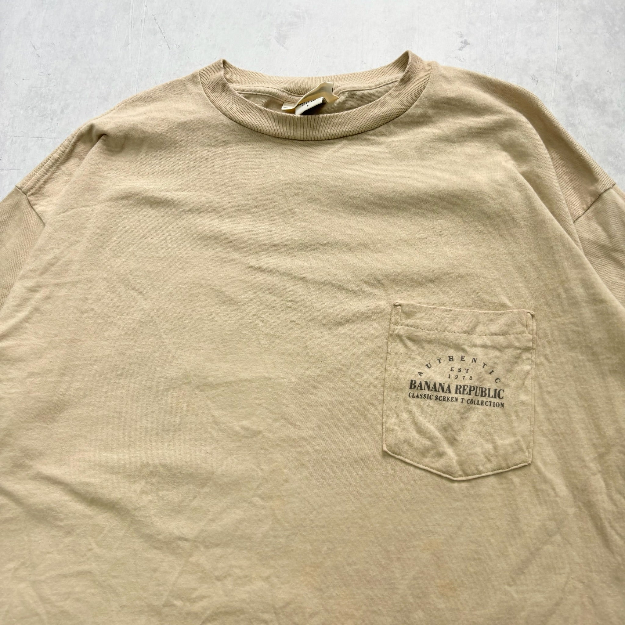 Vintage T Shirt Mens Large Tan Beige Single Stitch Graphic Print 90s