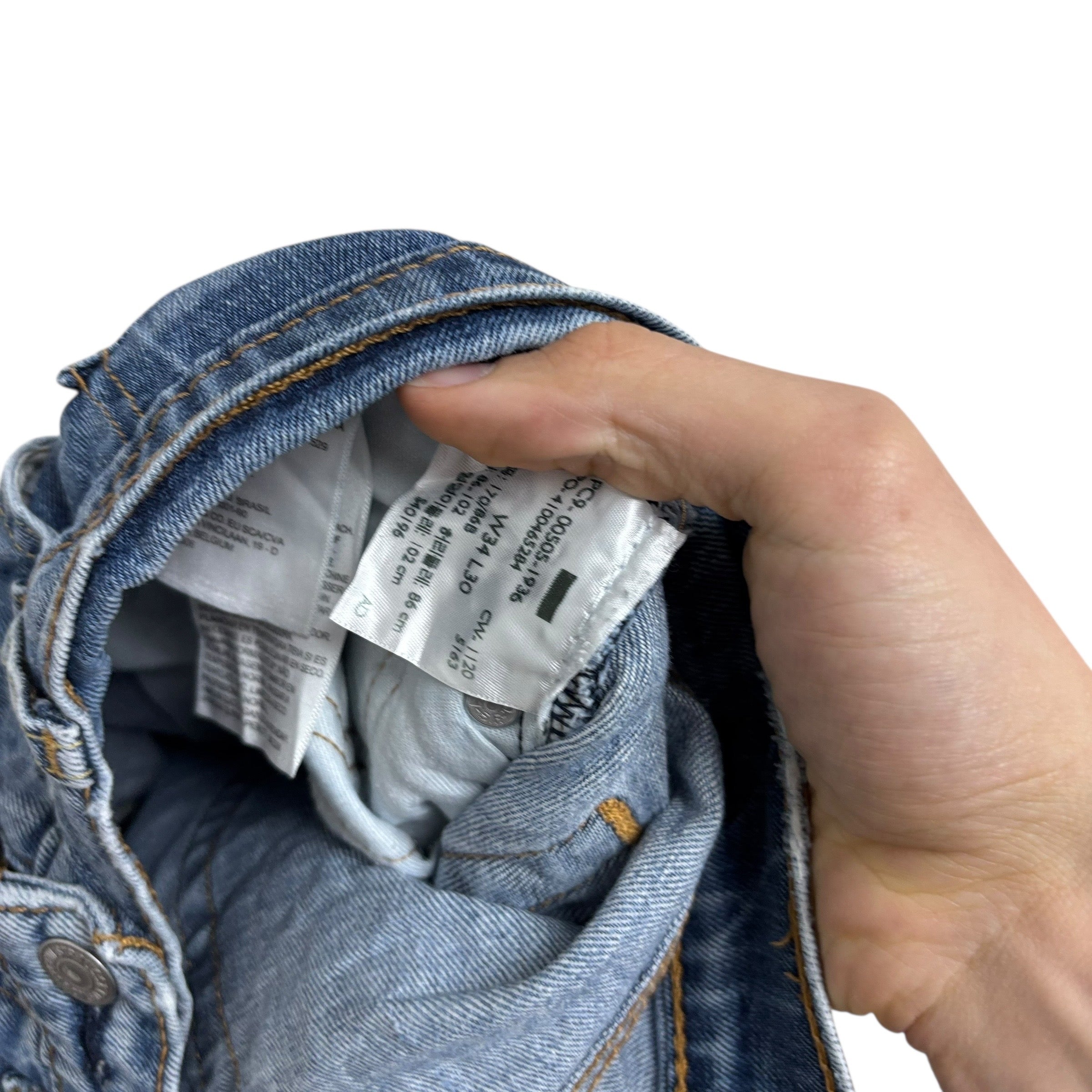 Levis 505 Jeans W33 L30 Mens Light Blue Regular Straight Fit Stretch Denim