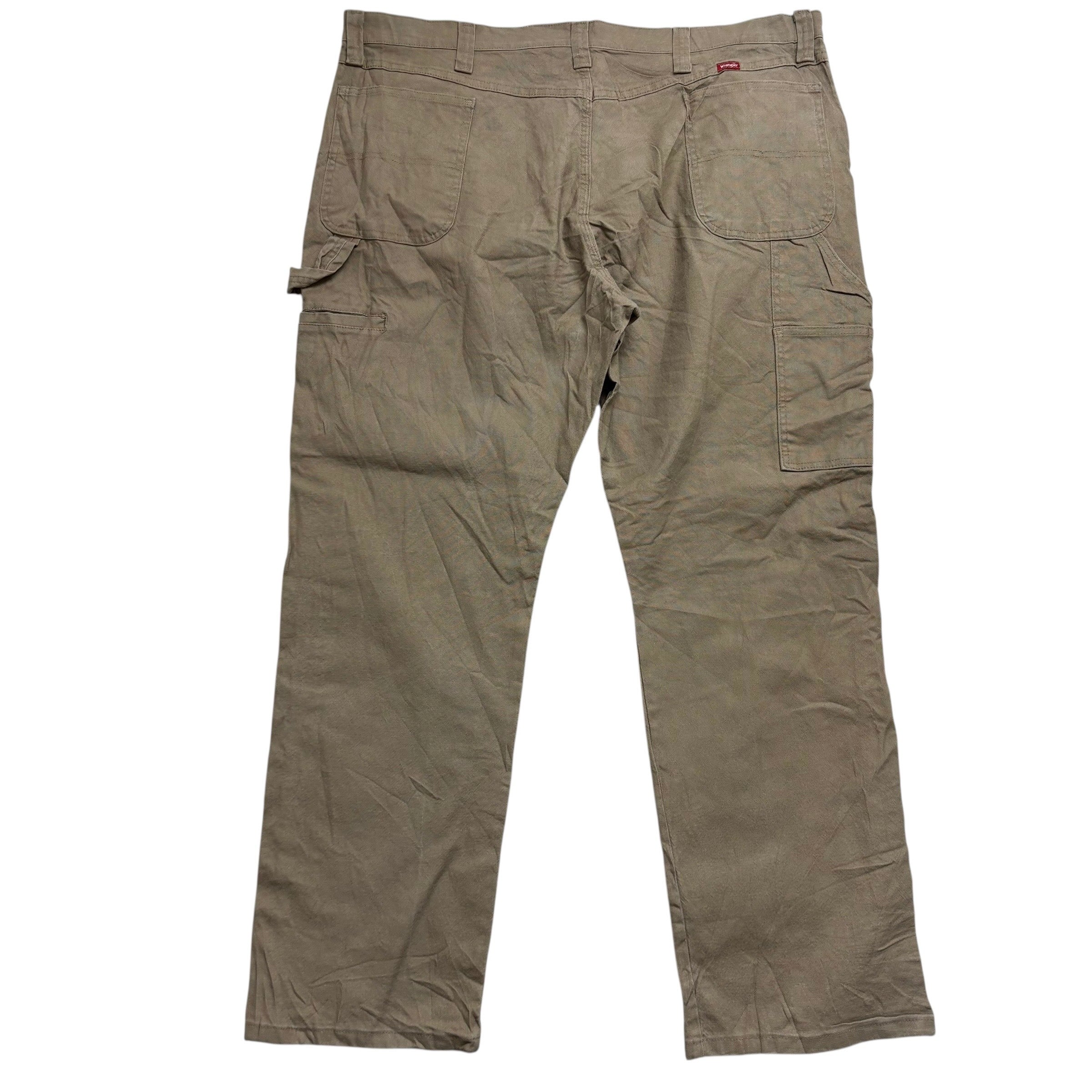 Wrangler Carpenter Pants W44 L32 Mens Beige Relaxed Straight Stretch Trouser (E)