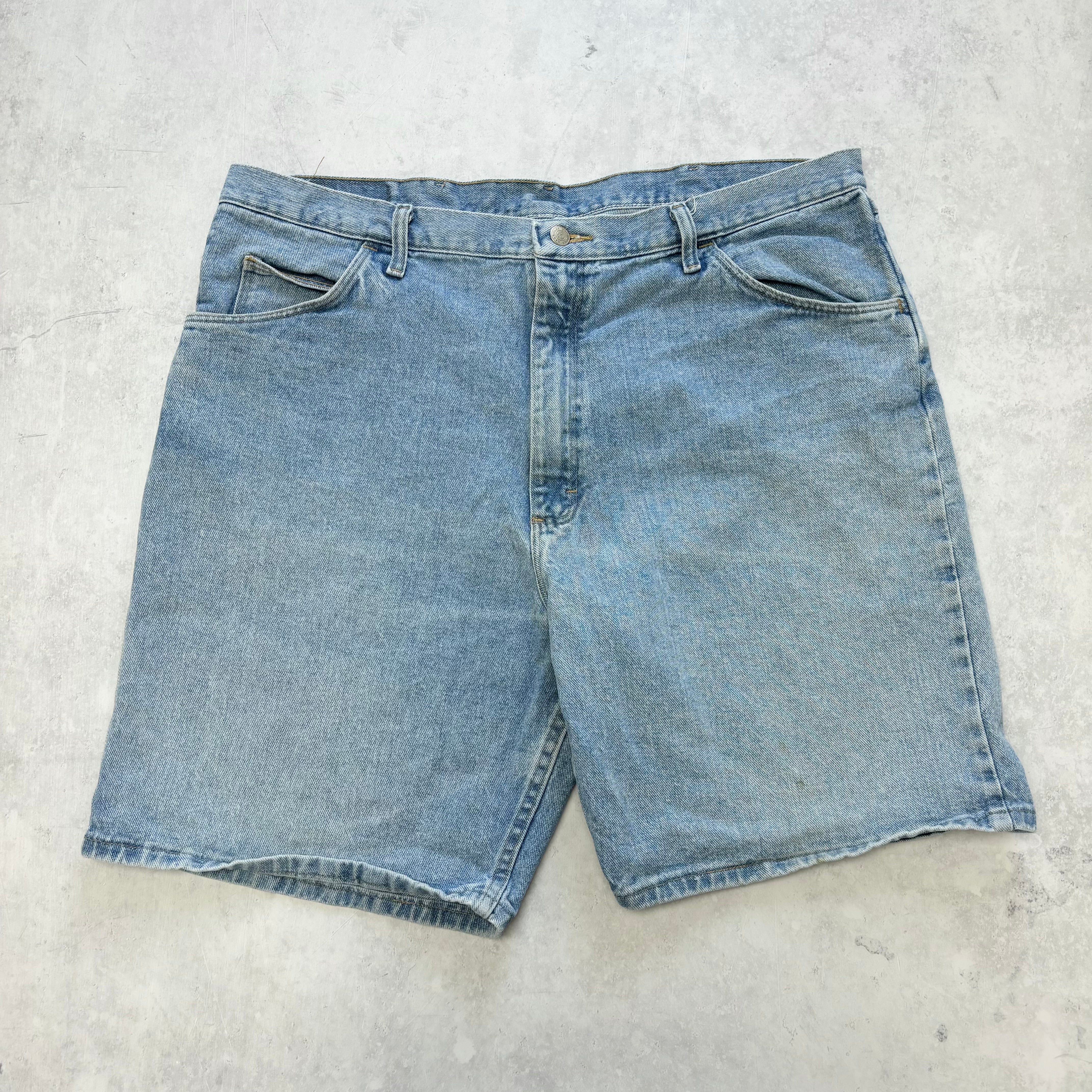 Vintage Wrangler Jorts W40 Mens Denim Shorts Light Blue Baggy Relaxed Fit