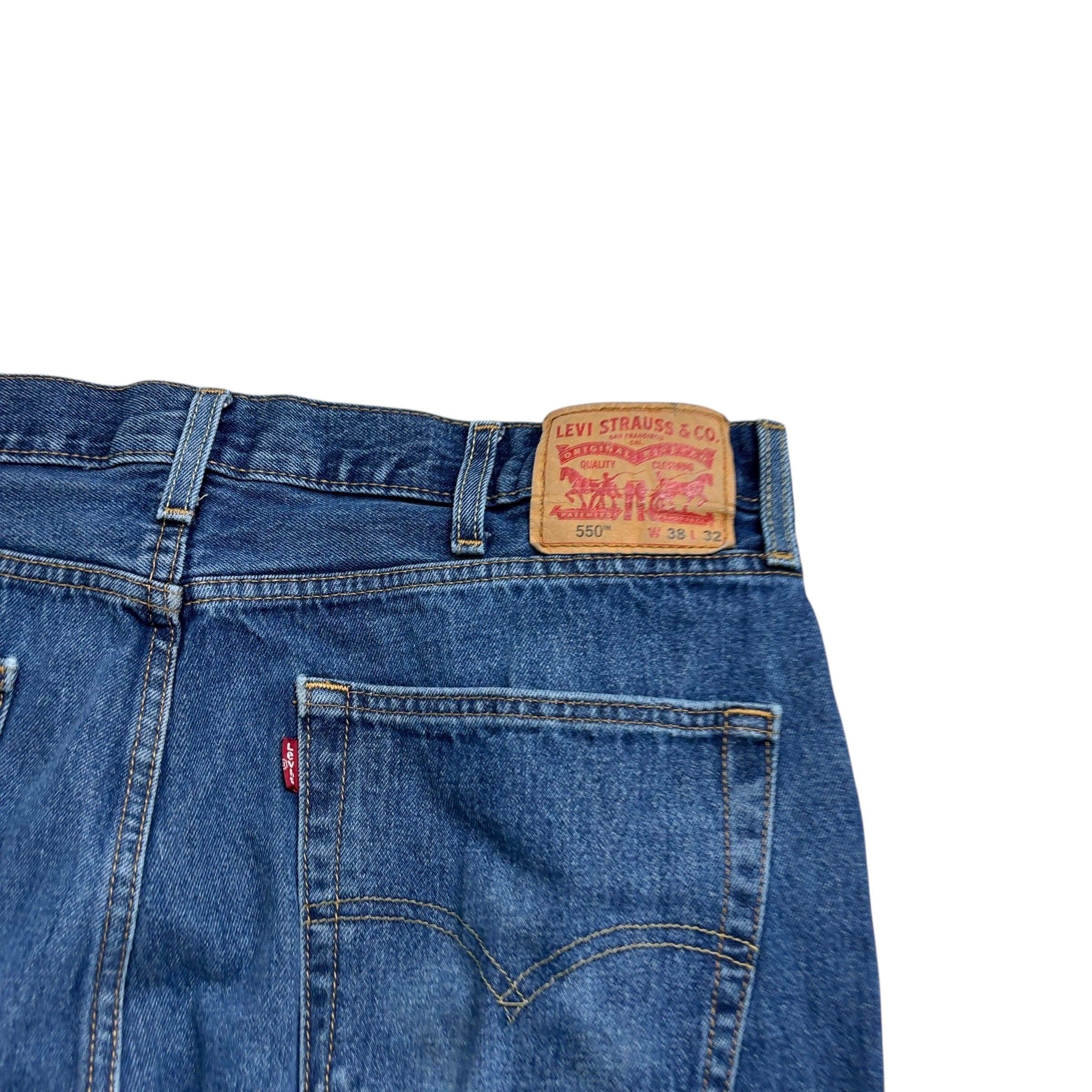 Levis 550 Jeans W38 L32 Mens Mid Blue Baggy Relaxed Straight Fit Denim (F)