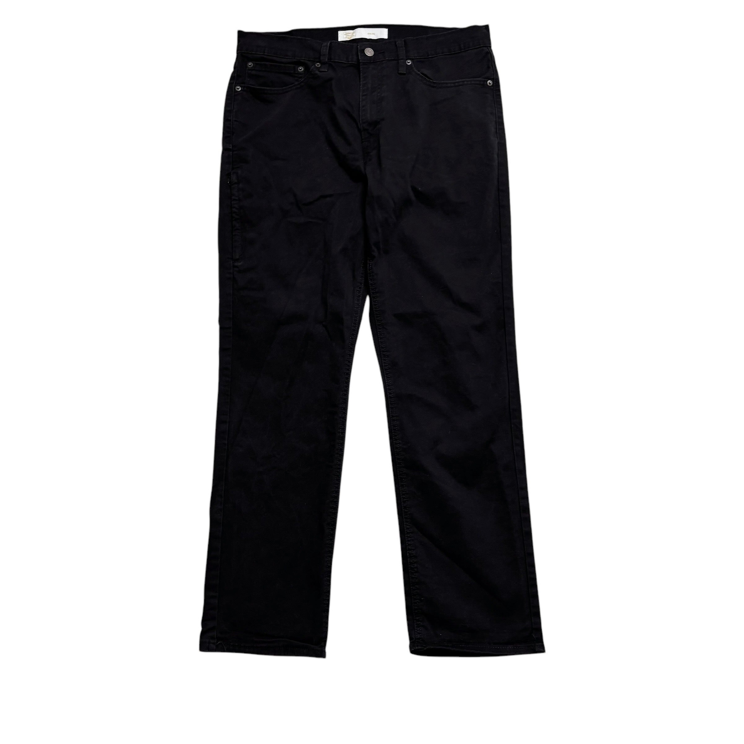 Levis Signature Trousers W34 L32 Mens Black Athletic Fit Stretch Pants (E)