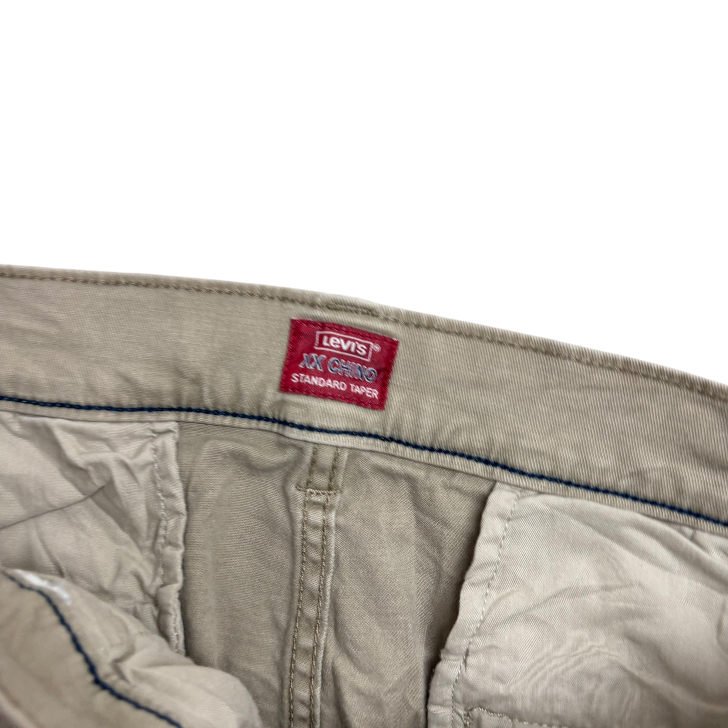 Levis XX Chino Trousers W32 L30 Mens Beige Standard Tapered Fit Stretch (E)