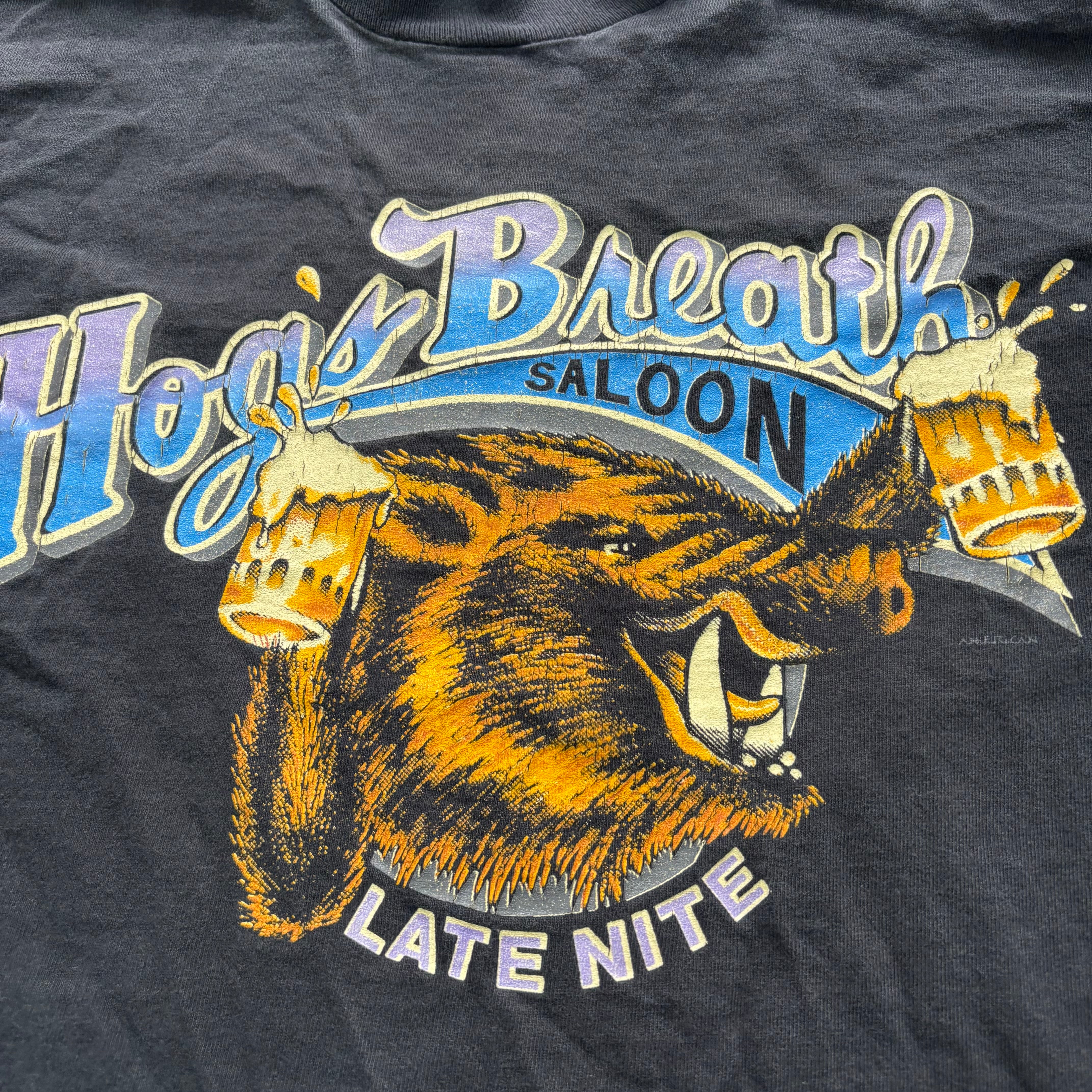 Vintage T Shirt Mens Medium Black Single Stitch Graphic Print 90s Beer USA (E)