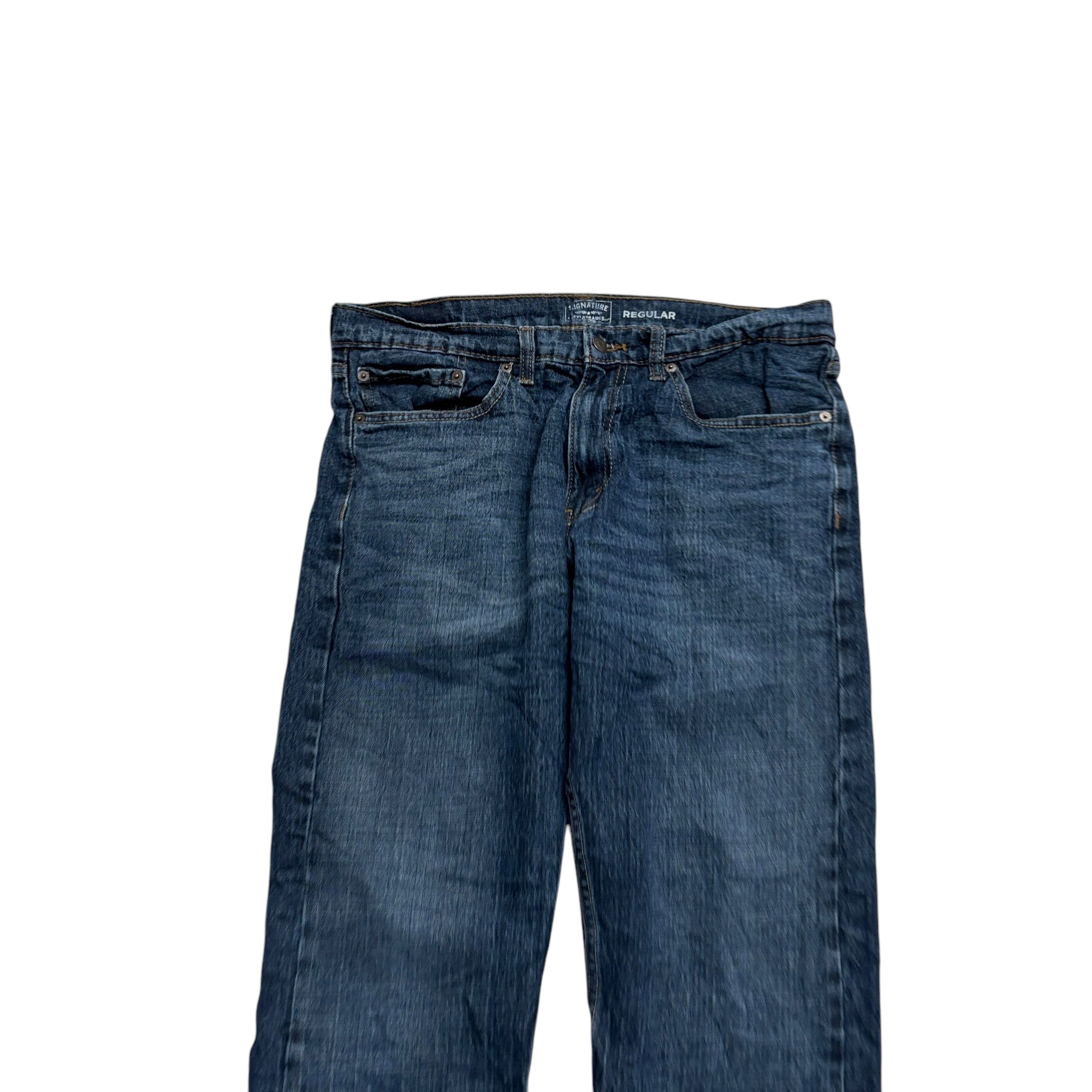Levis Signature Jeans W34 L29 Mens Dark Blue Regular Straight Stretch Denim (E)