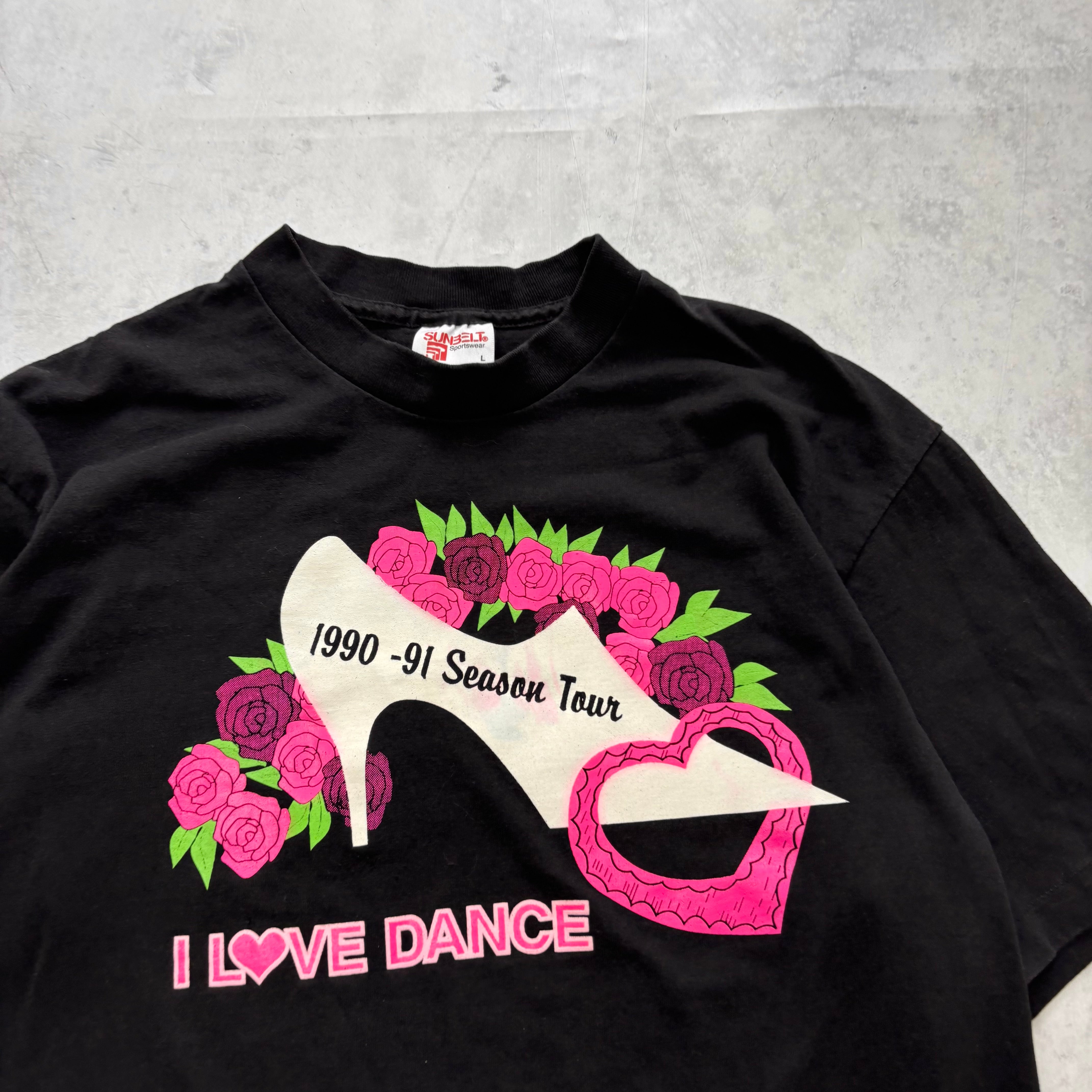 Vintage T Shirt Womens Large Black Single Stitch Graphic Print Dance (E)