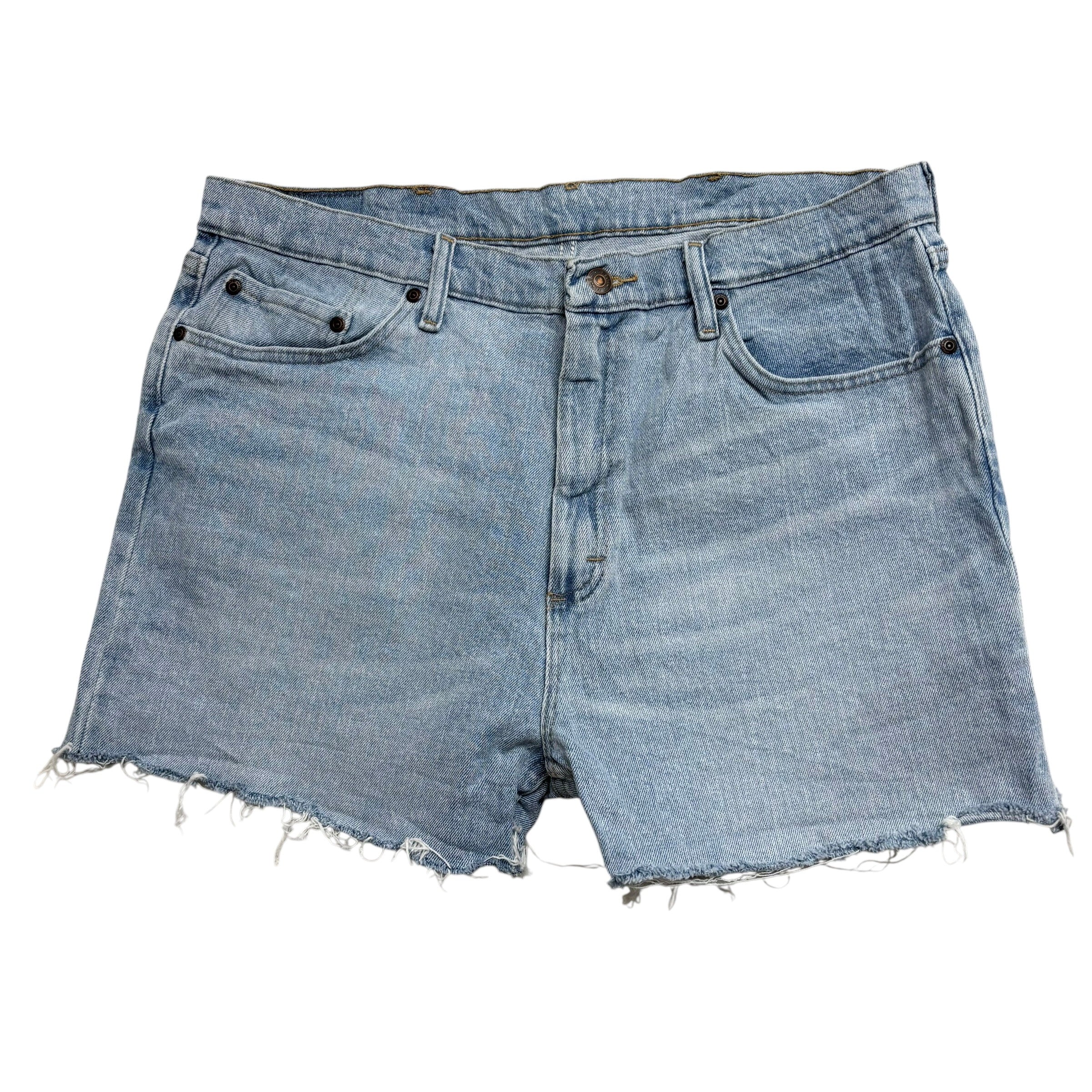 Wrangler Denim Shorts W36 Mens Light Blue Cut Off 3in Stretch