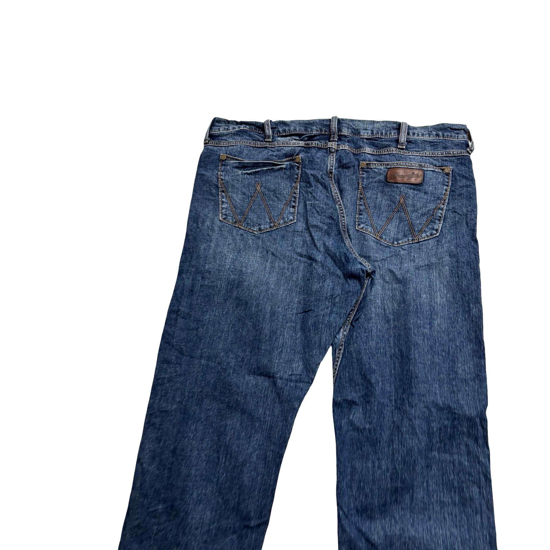 Wrangler Jeans W42 L32 Mens Dark Blue Regular Straight Fit Stretch Denim (E)