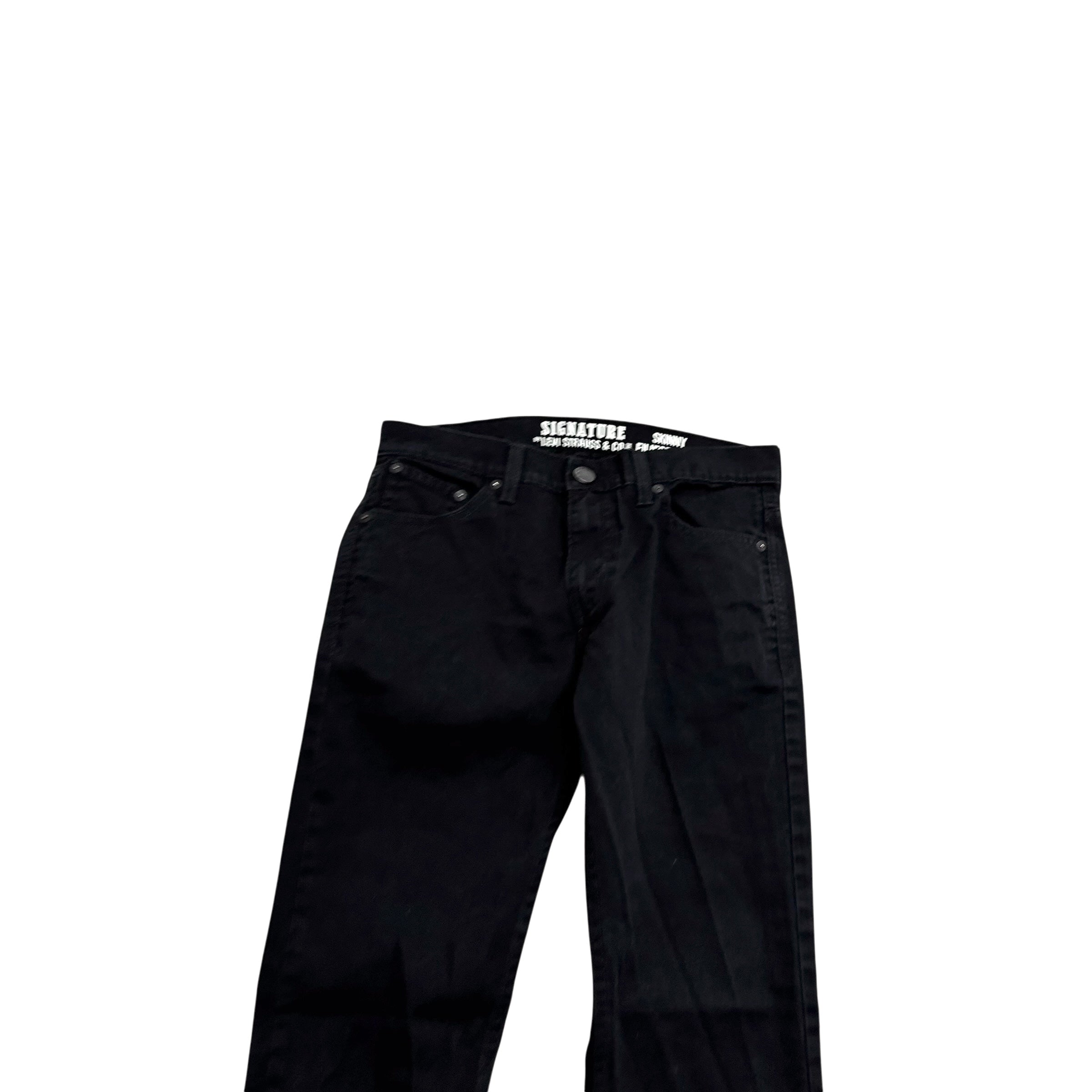 Levis Signature Jeans W29 L30 Mens Black Skinny Fit Stretch Vintage Denim (E)