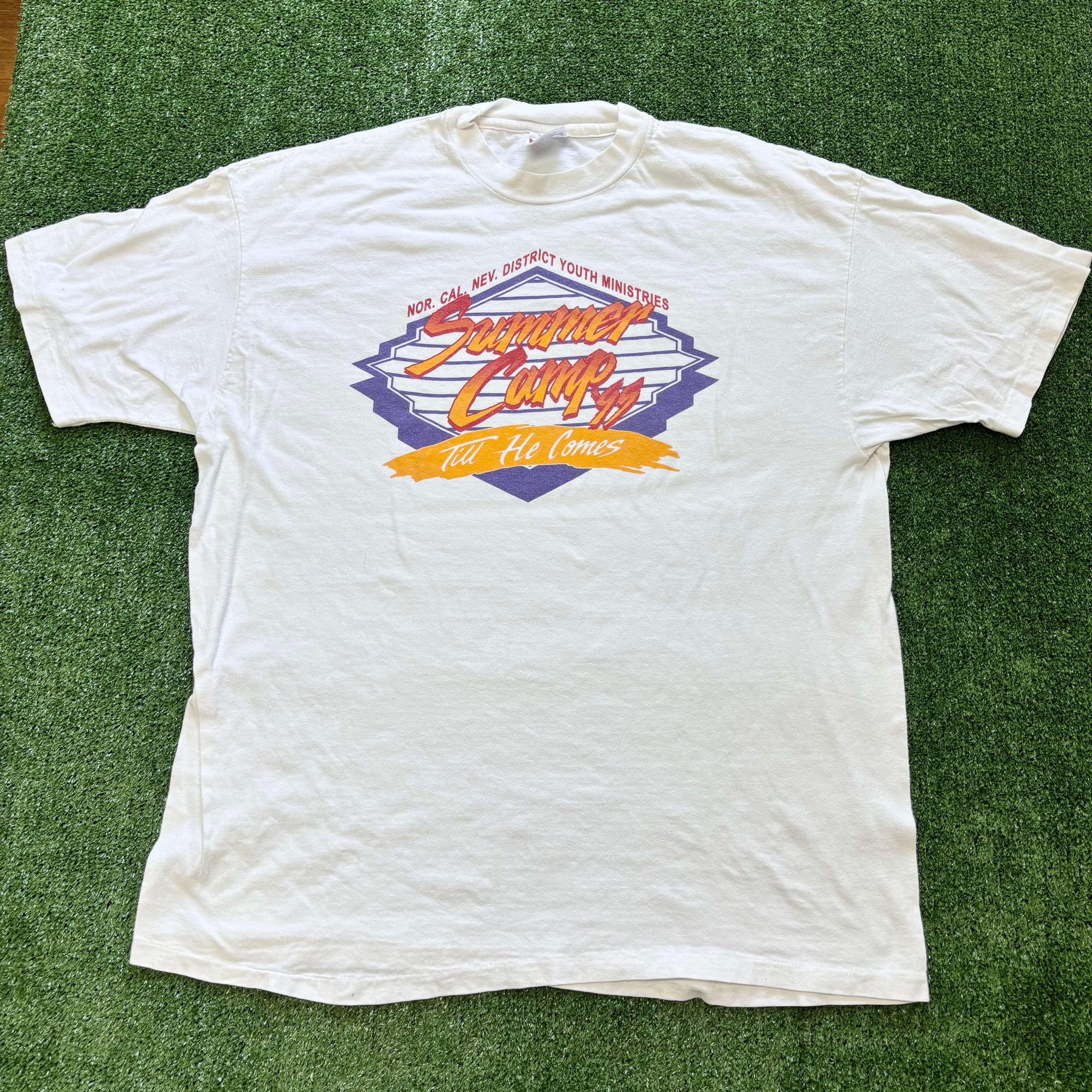 Vintage T Shirt Mens XL White Single Stitch Graphic Print 90s USA