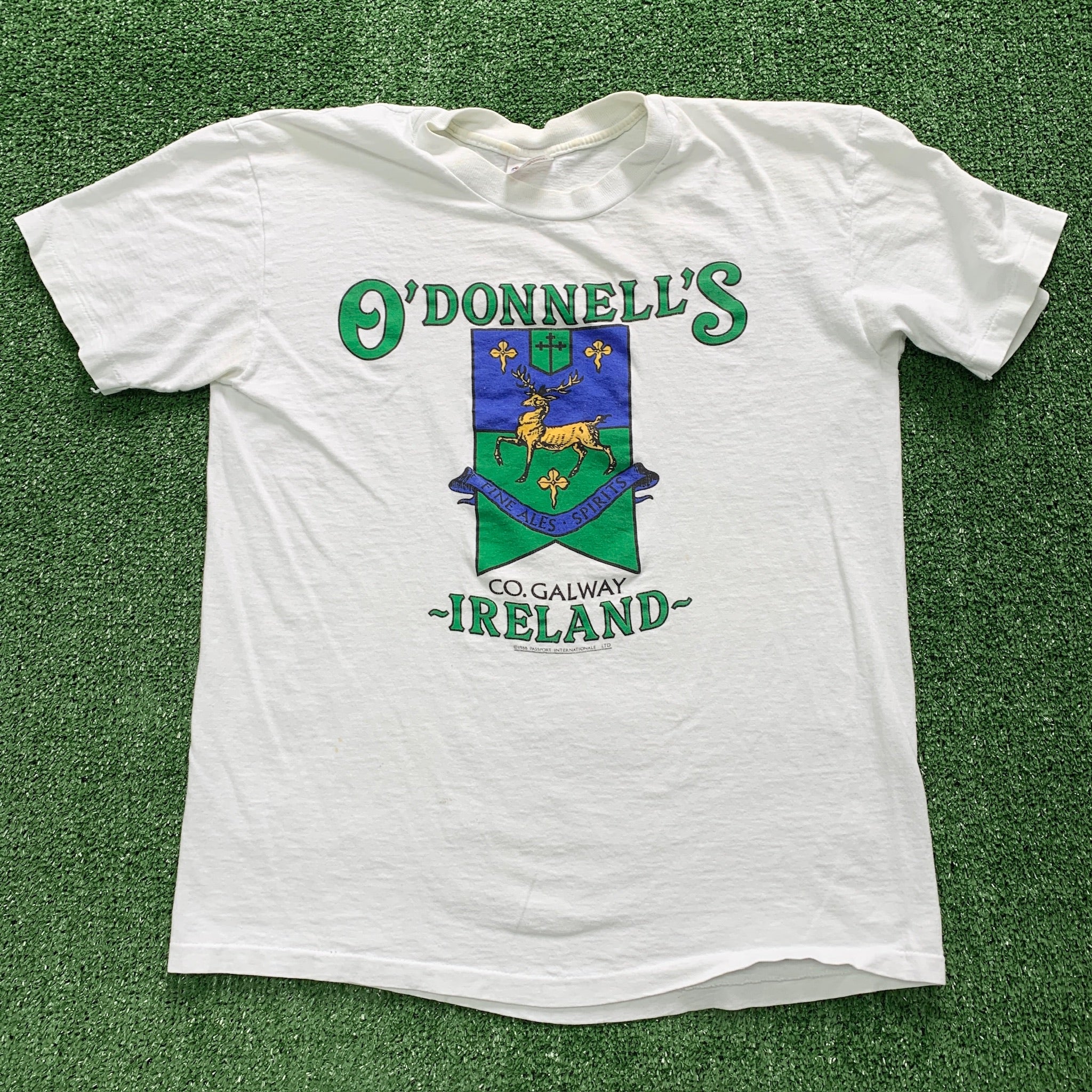 Vintage T Shirt Mens Small White Single Stitch Graphic Print 90s Tourist Ireland