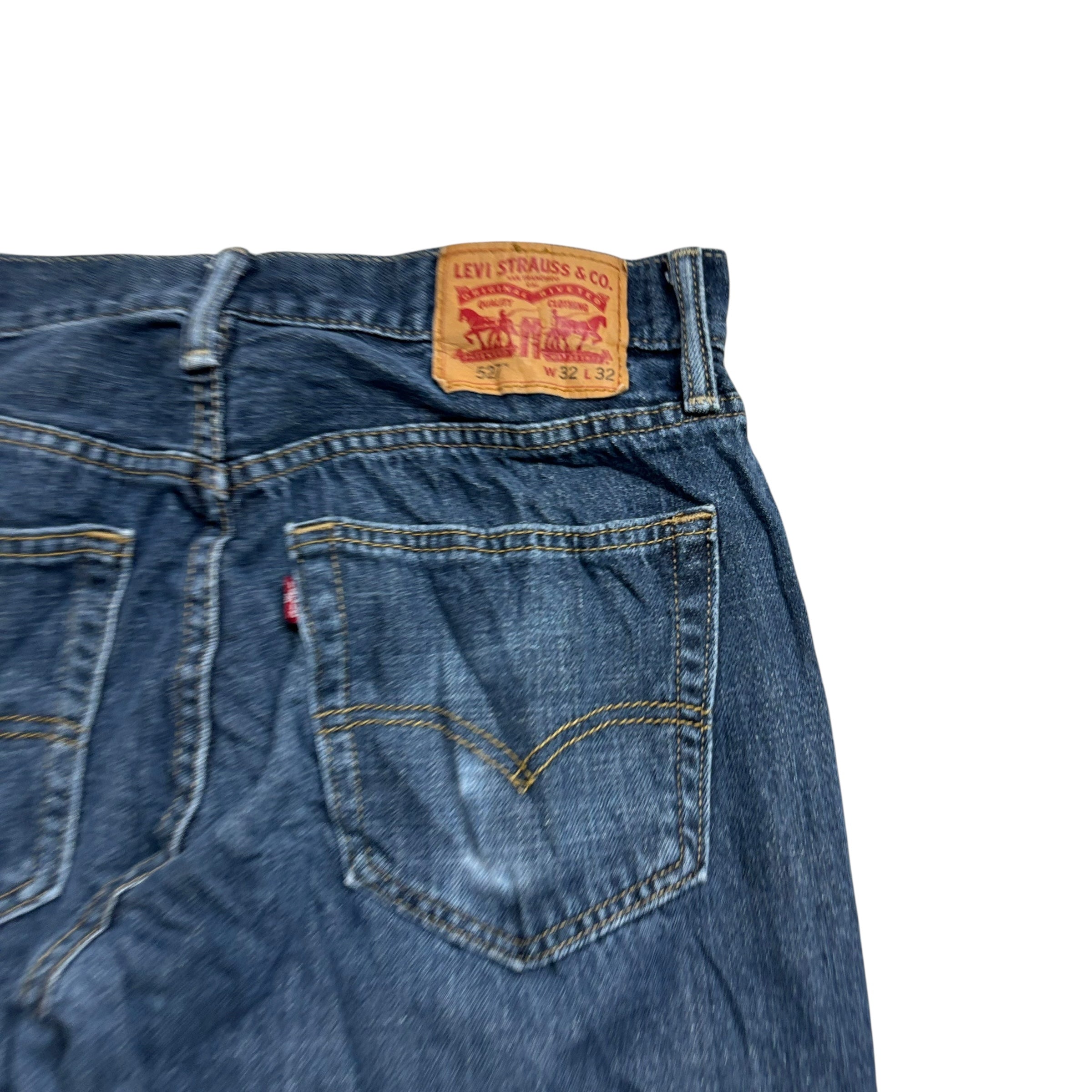 Levis 527 Jeans W32 L32 Mens Dark Blue Slim Bootcut Fit Denim (E)