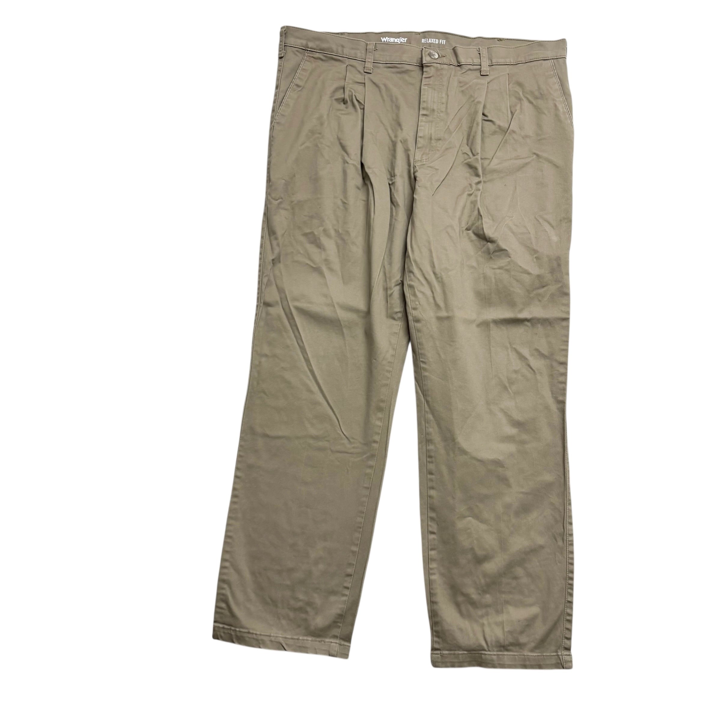 Wrangler Pleated Trousers W40 L31 Mens Beige Relaxed Straight Vintage Pants (E)