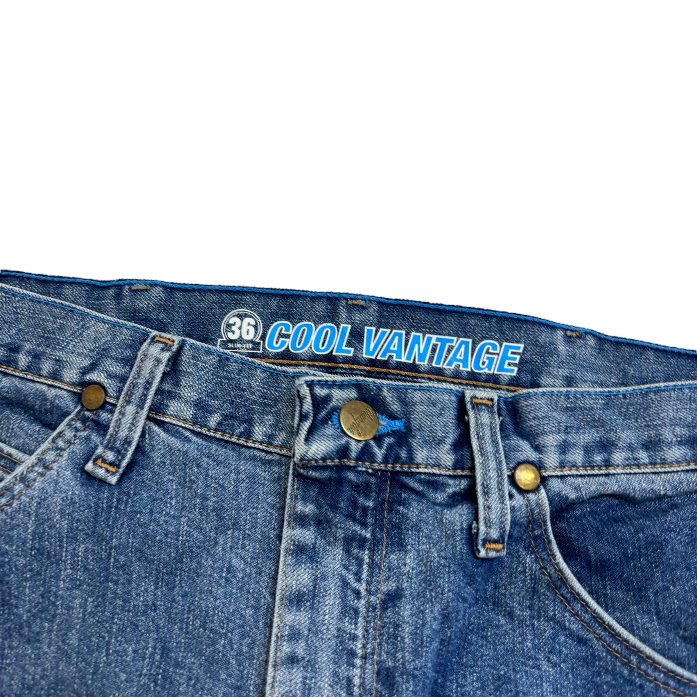 Wrangler Jeans Cowboy Cut W34 L32 Mens Mid Blue Cool Vantage Slim Fit Denim (E)