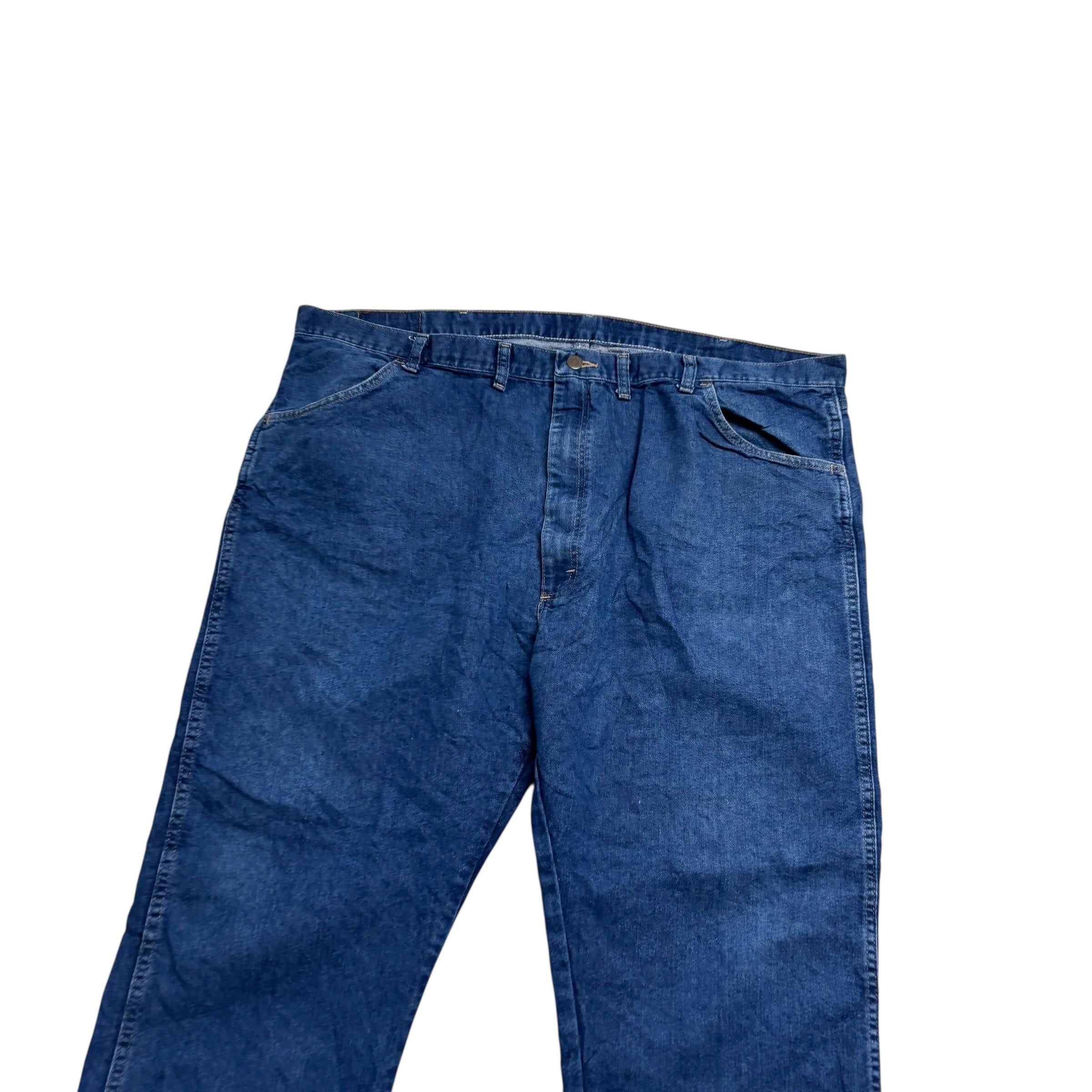 Wrangler Jeans W46 L30 Mens Dark Blue Relaxed Straight Fit Denim (E)