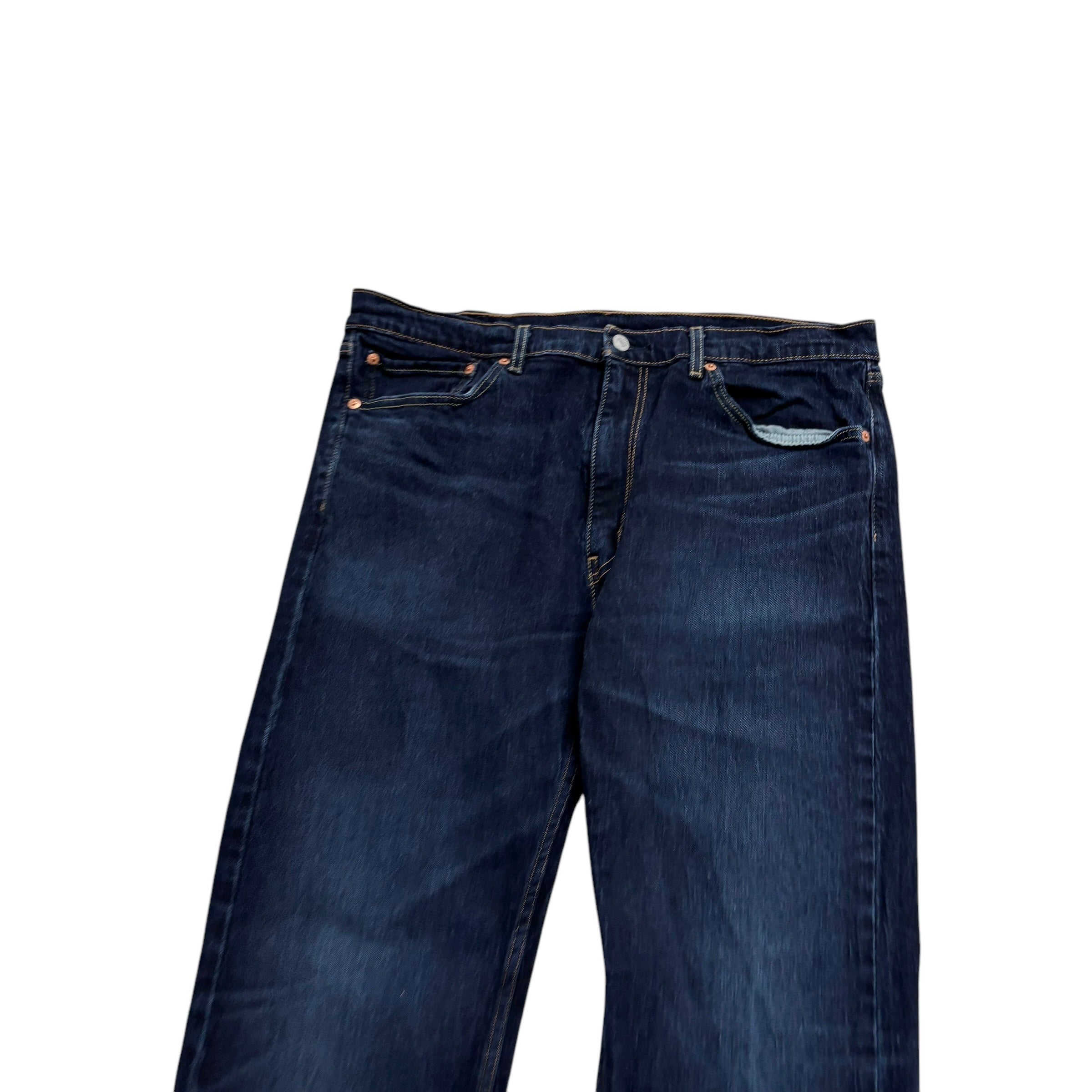 Levis 505 Jeans W38 L30 Mens Dark Blue Regular Straight Fit Stretch Denim (E)