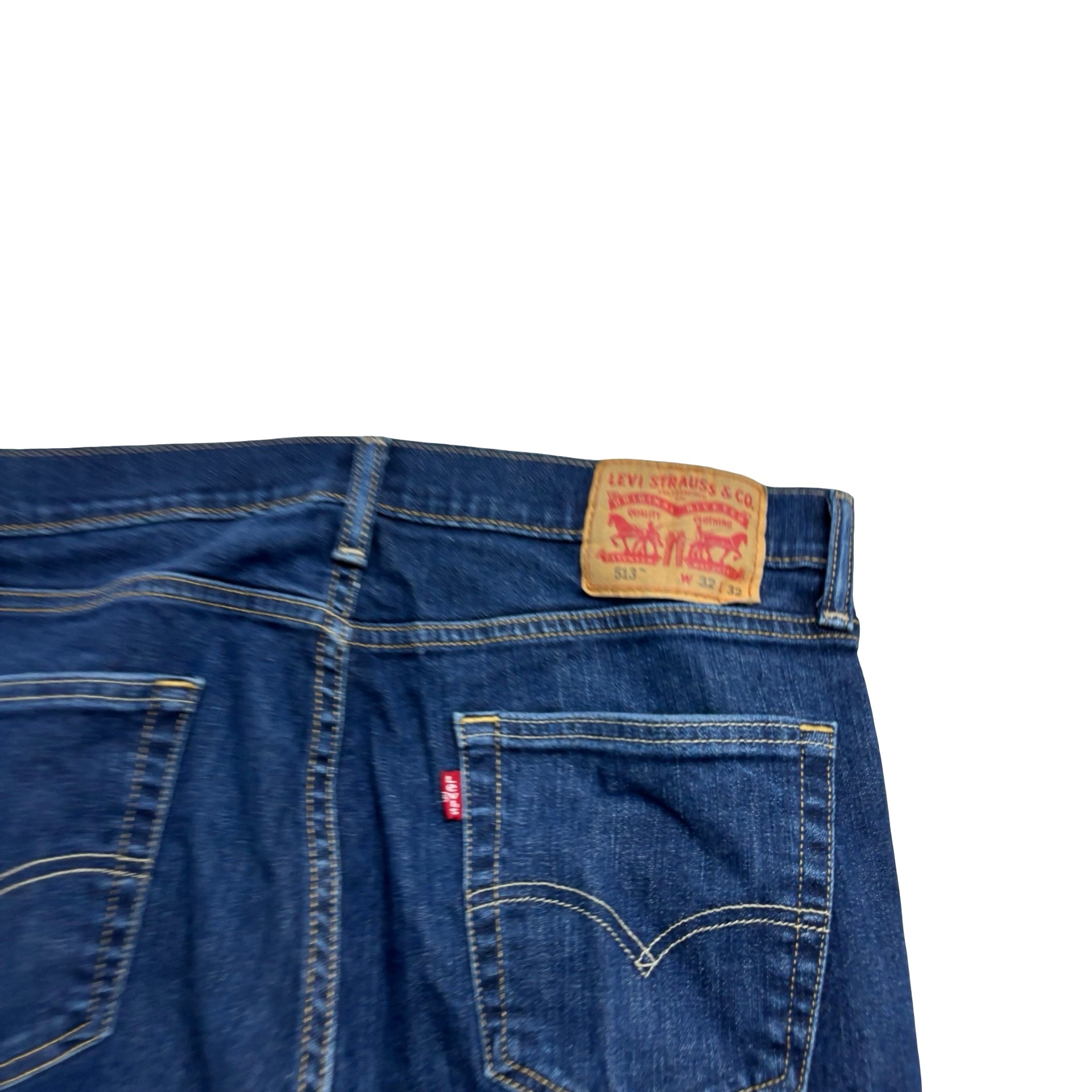 Levis 513 Jeans W32 L32 Mens Dark Blue Slim Straight Fit Stretch Denim (E)