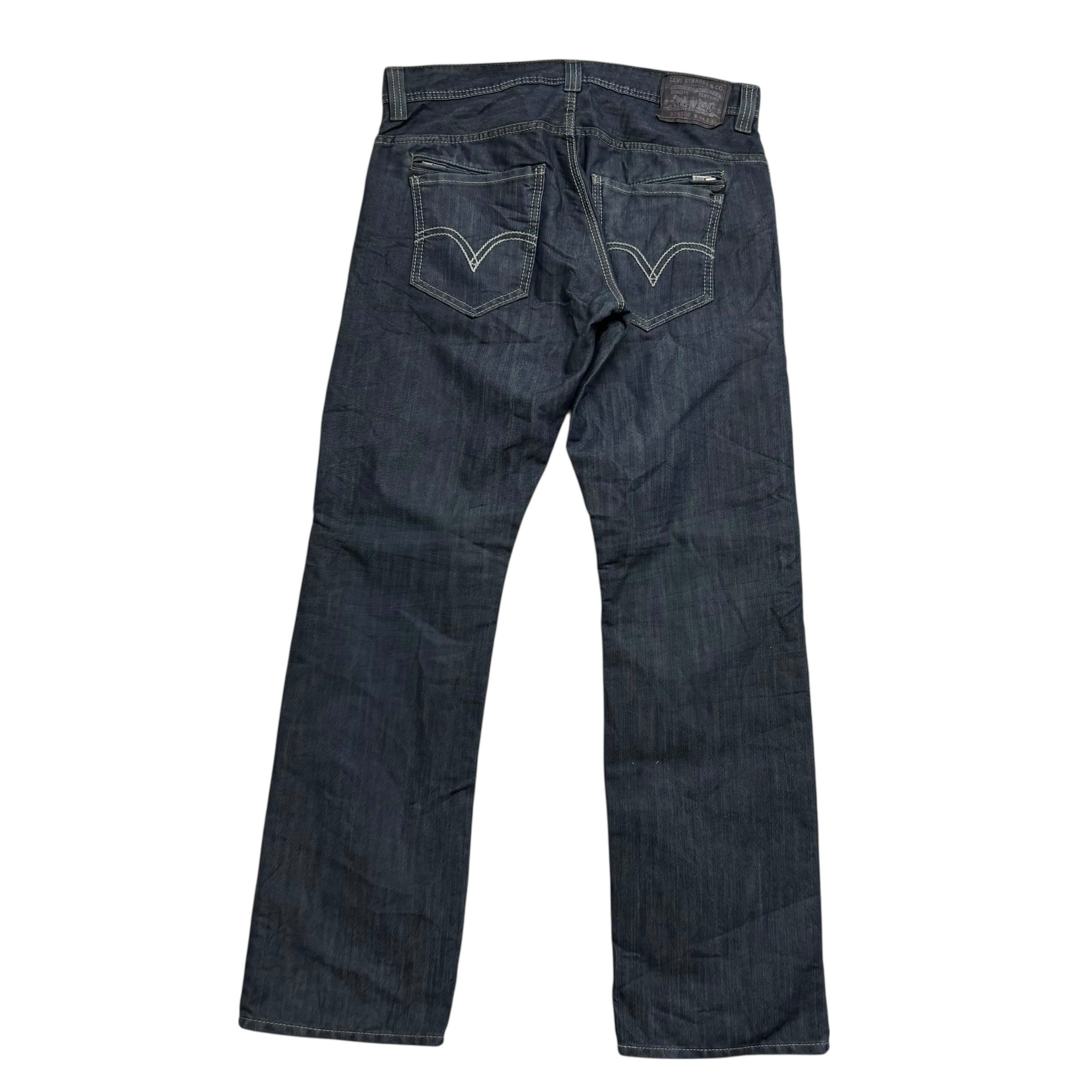 Levis 514 Jeans W34 L32 Mens Dark Blue Regular Straight Fit Vintage Denim (E)