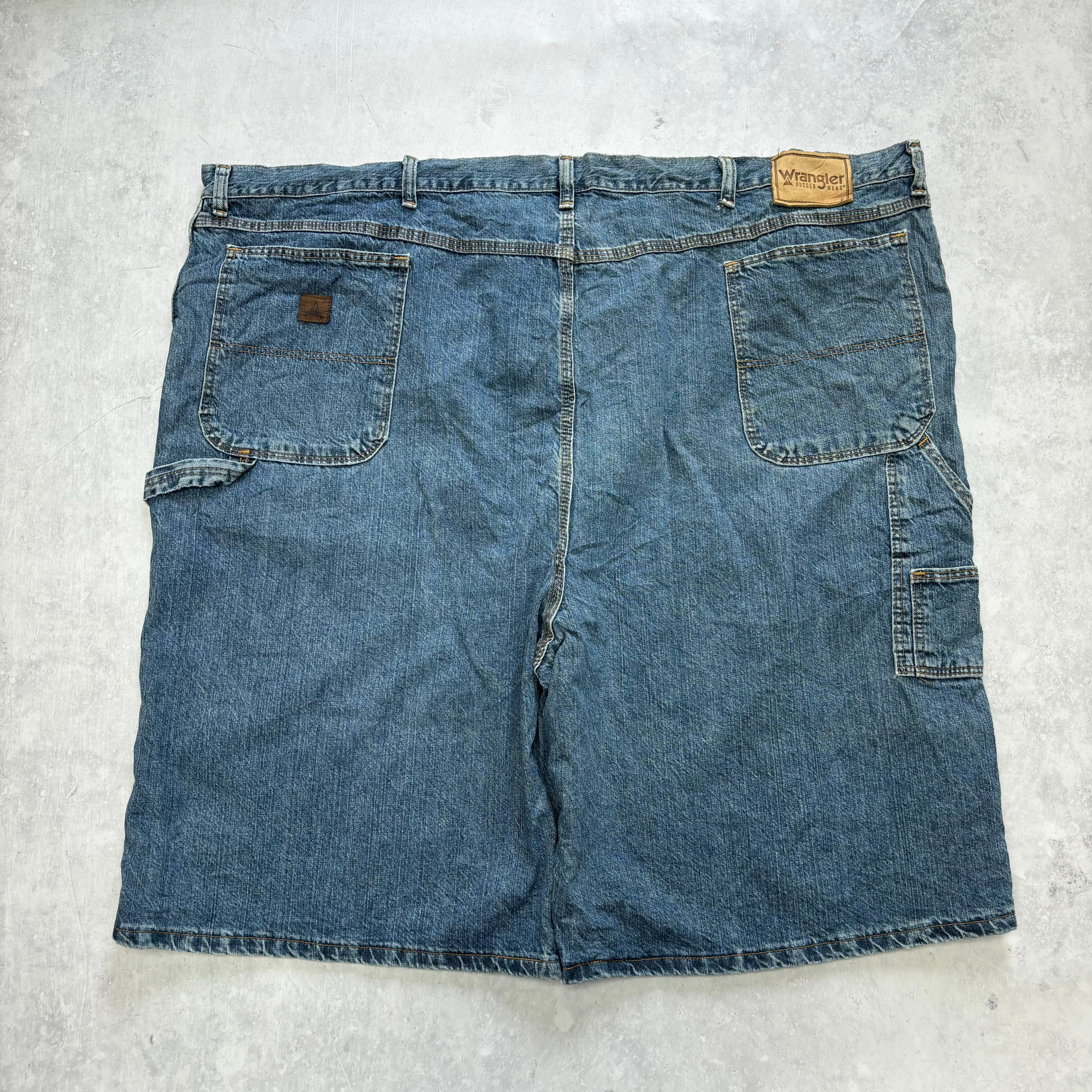 Vintage Wrangler Jorts W52 Mens Denim Shorts Mid Blue Baggy Relaxed Carpenter