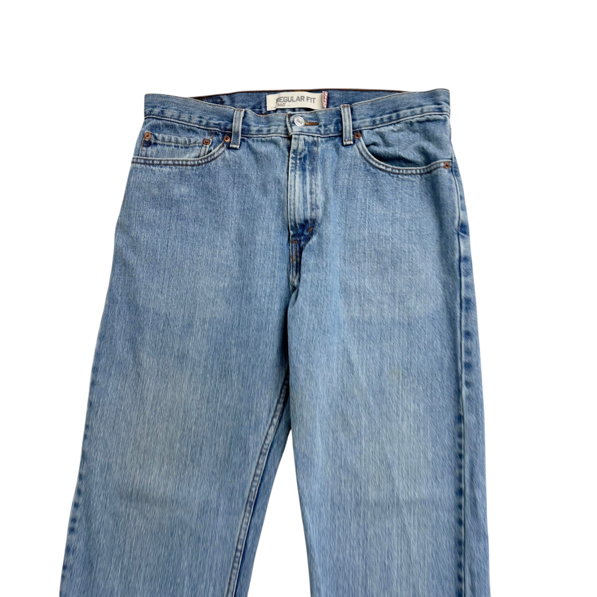 Levis 505 Jeans W33 L31 Mens Light Blue Regular Straight Fit Vintage Denim