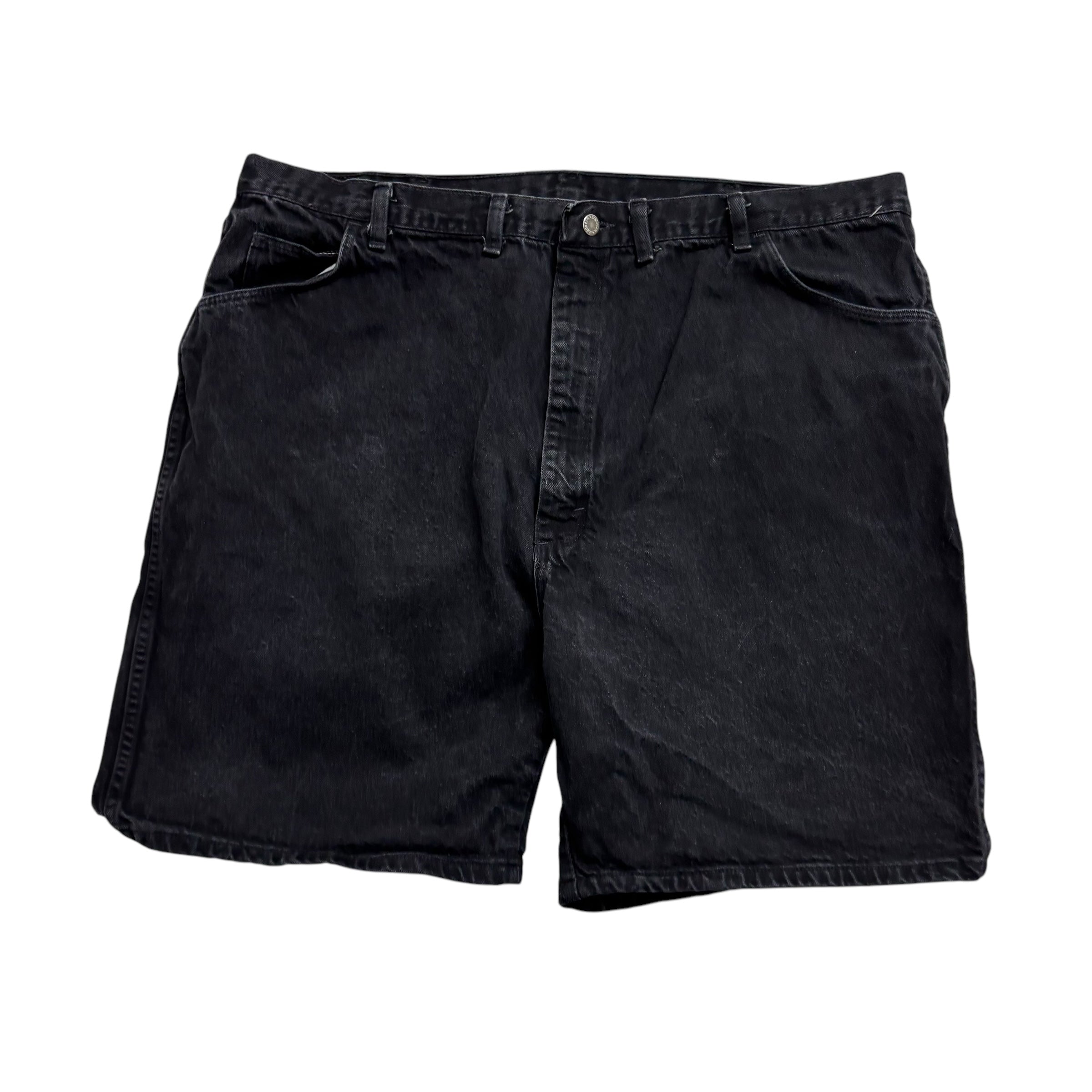 Vintage Wrangler Baggy Jorts W44 Mens Denim Shorts Black Relaxed USA Made (E)
