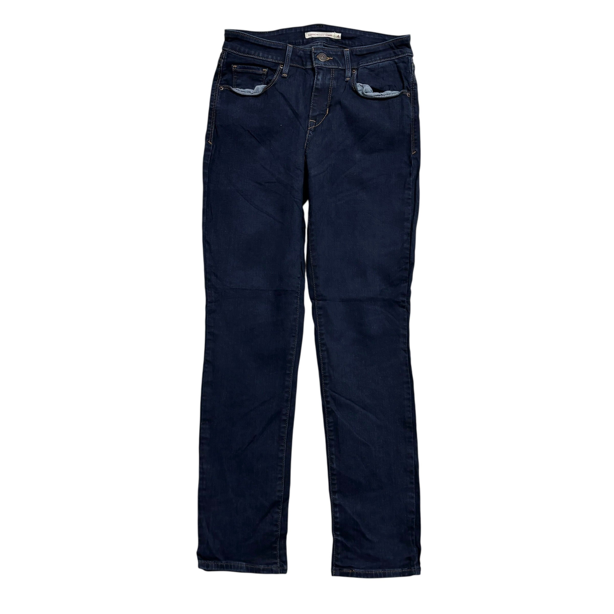 Levis Jeans W27 L28 Womens Classic Mid Rise Skinny Dark Blue Stretch Denim (E)