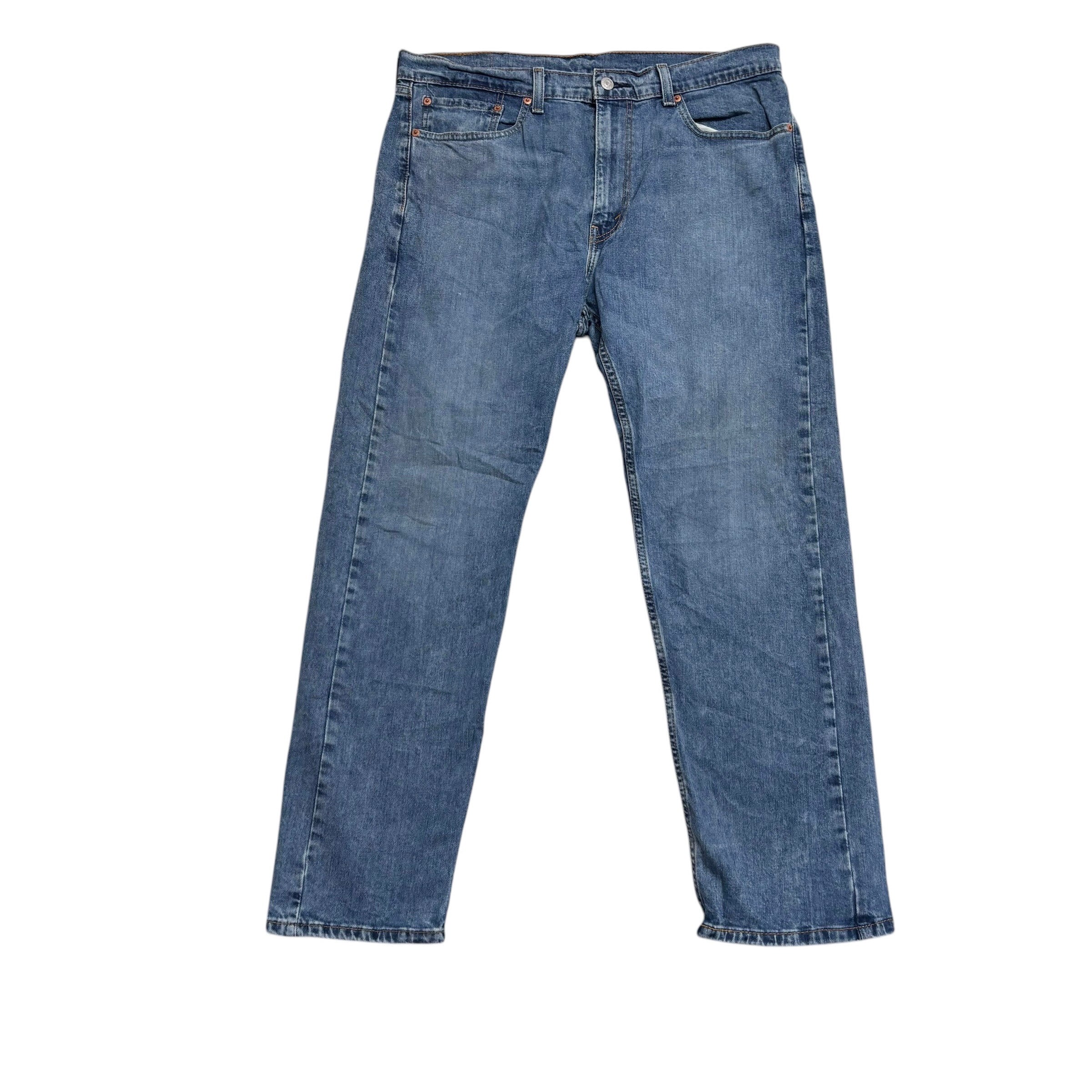 Levis 505 Jeans W36 L30 Mens Mid Blue Regular Straight Fit Stretch Denim