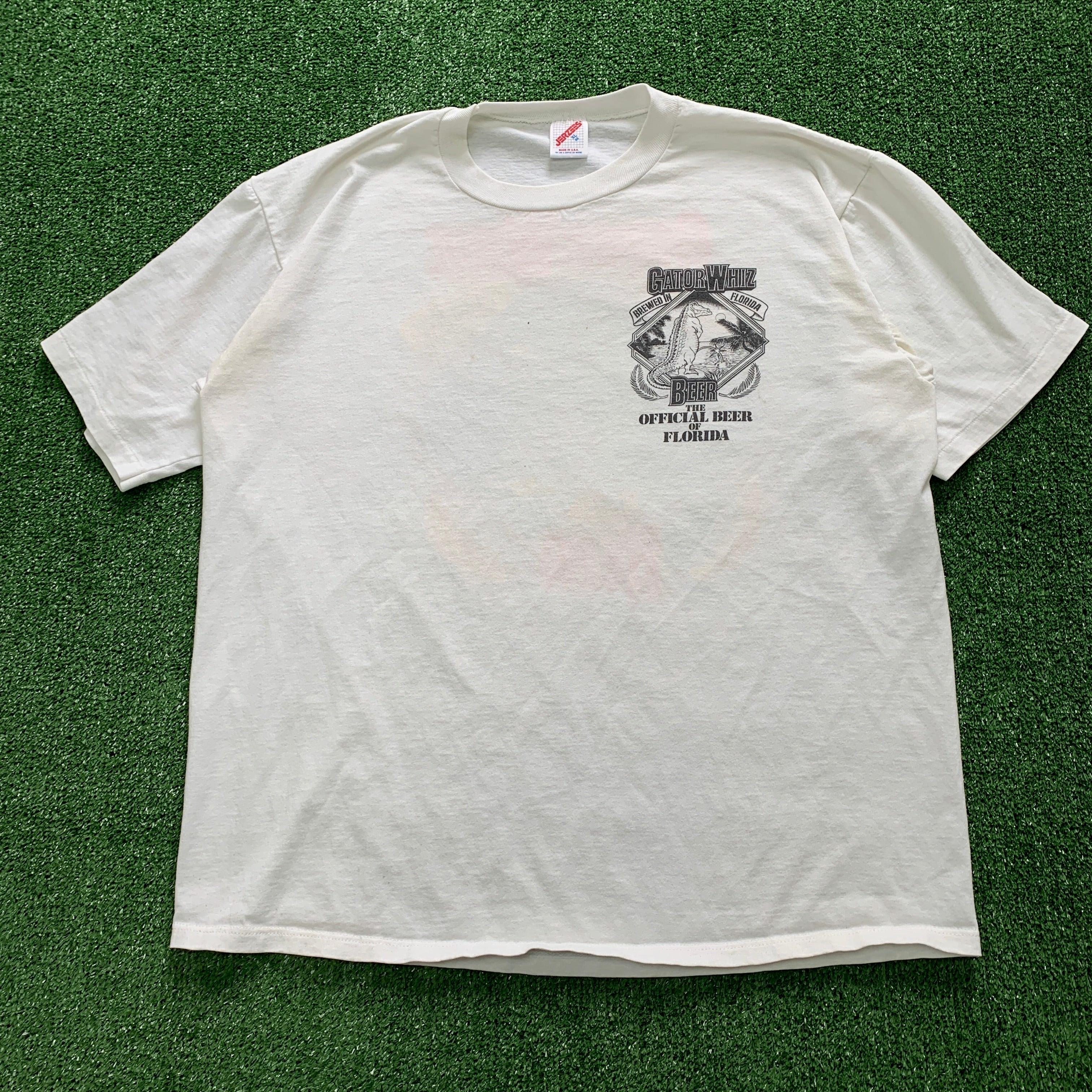 Vintage T Shirt Mens Large White Single Stitch Graphic Print 90s Beer