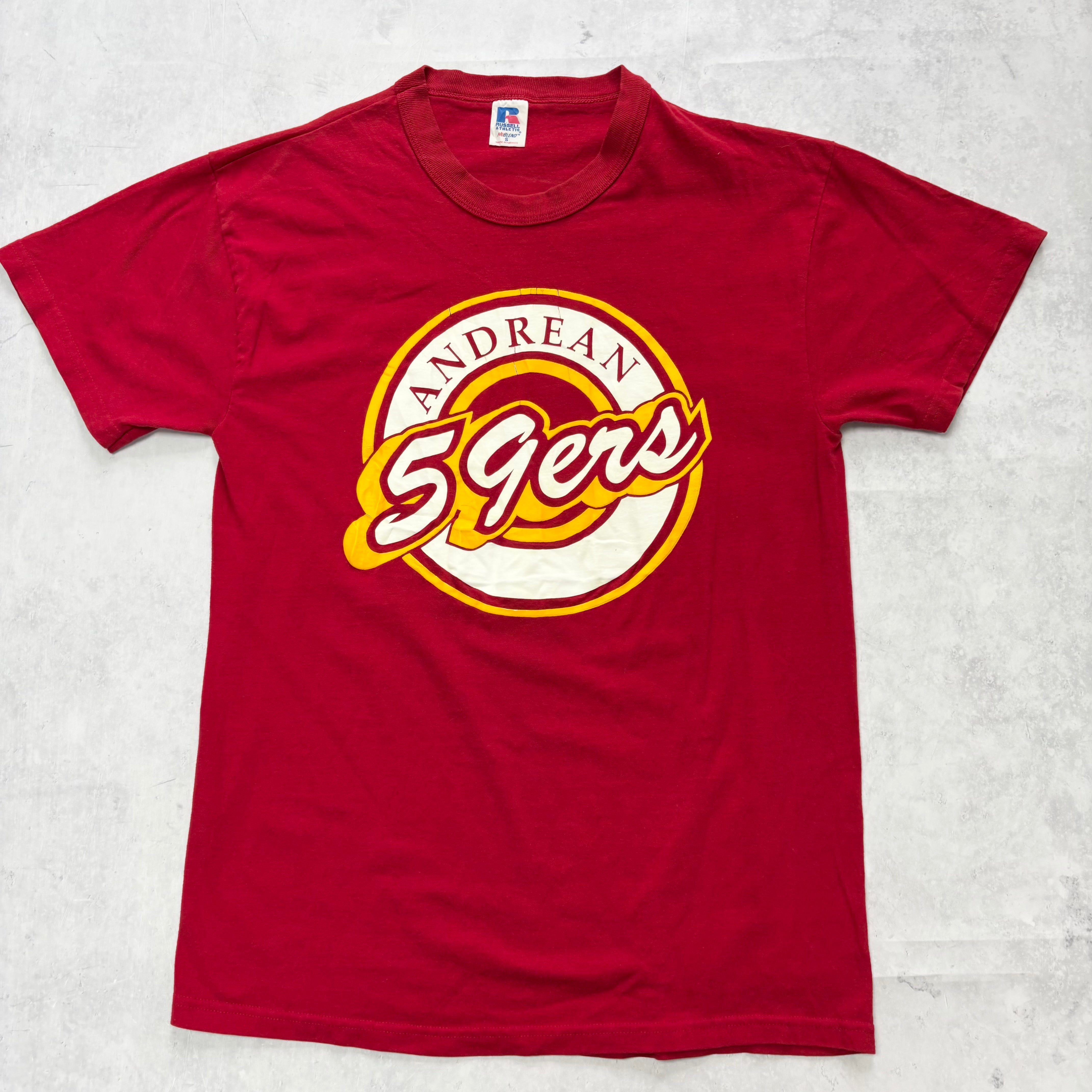 Vintage T Shirt Mens Small Red Graphic Print 90s College (E)