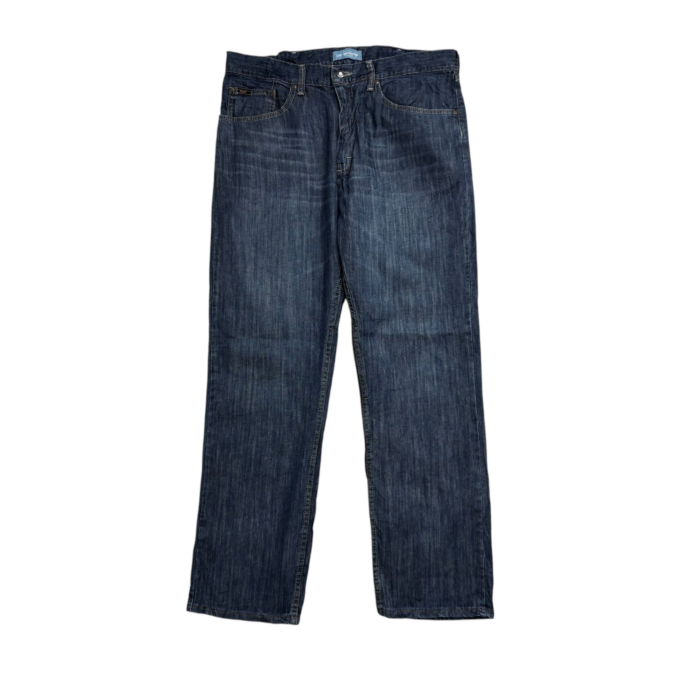 Lee Jeans W38 L34 Mens Dark Blue Regular Straight Fit Vintage Denim (E)